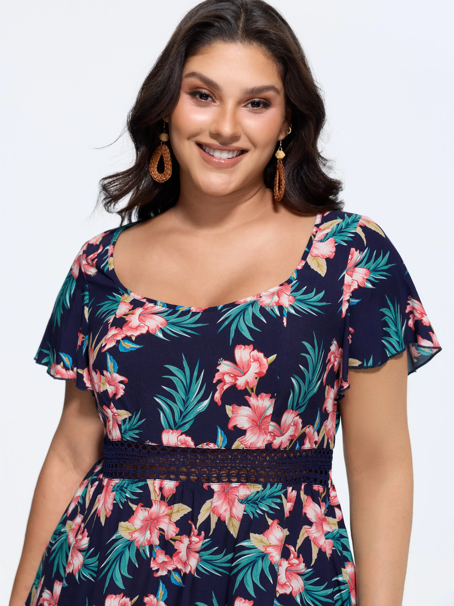 Floral Print Waist Patchwork Blouse