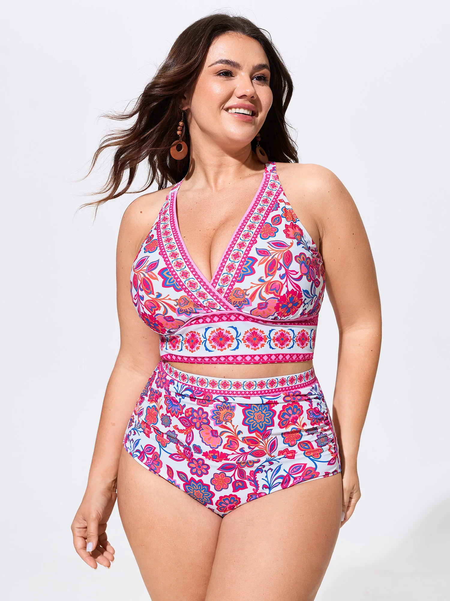 Floral Print High Waisted Swim Bottoms