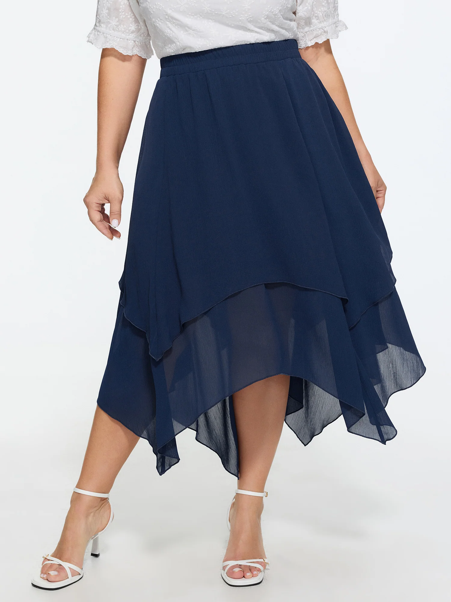 Stretchy Sheer Layered Flowy Maxi Skirt