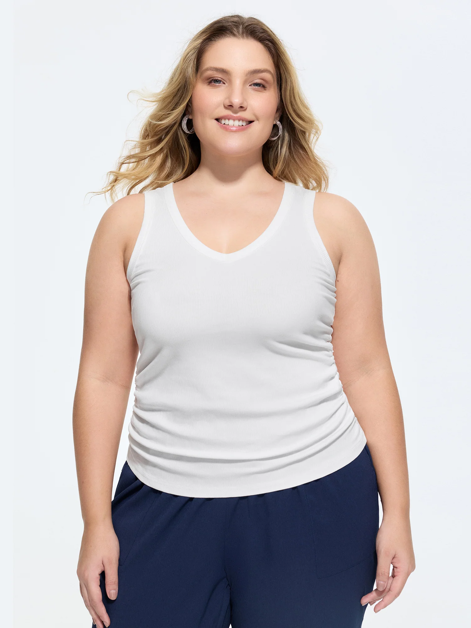 Supersoft Stretchy Ruched Sides Tank Top