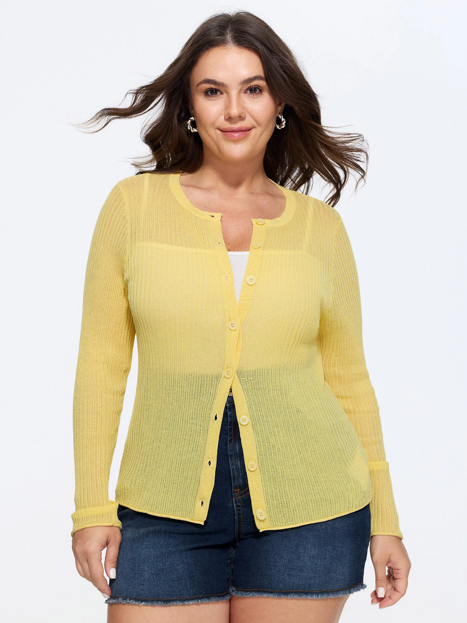 Breathable Sheer Fitted Knit Cardigan