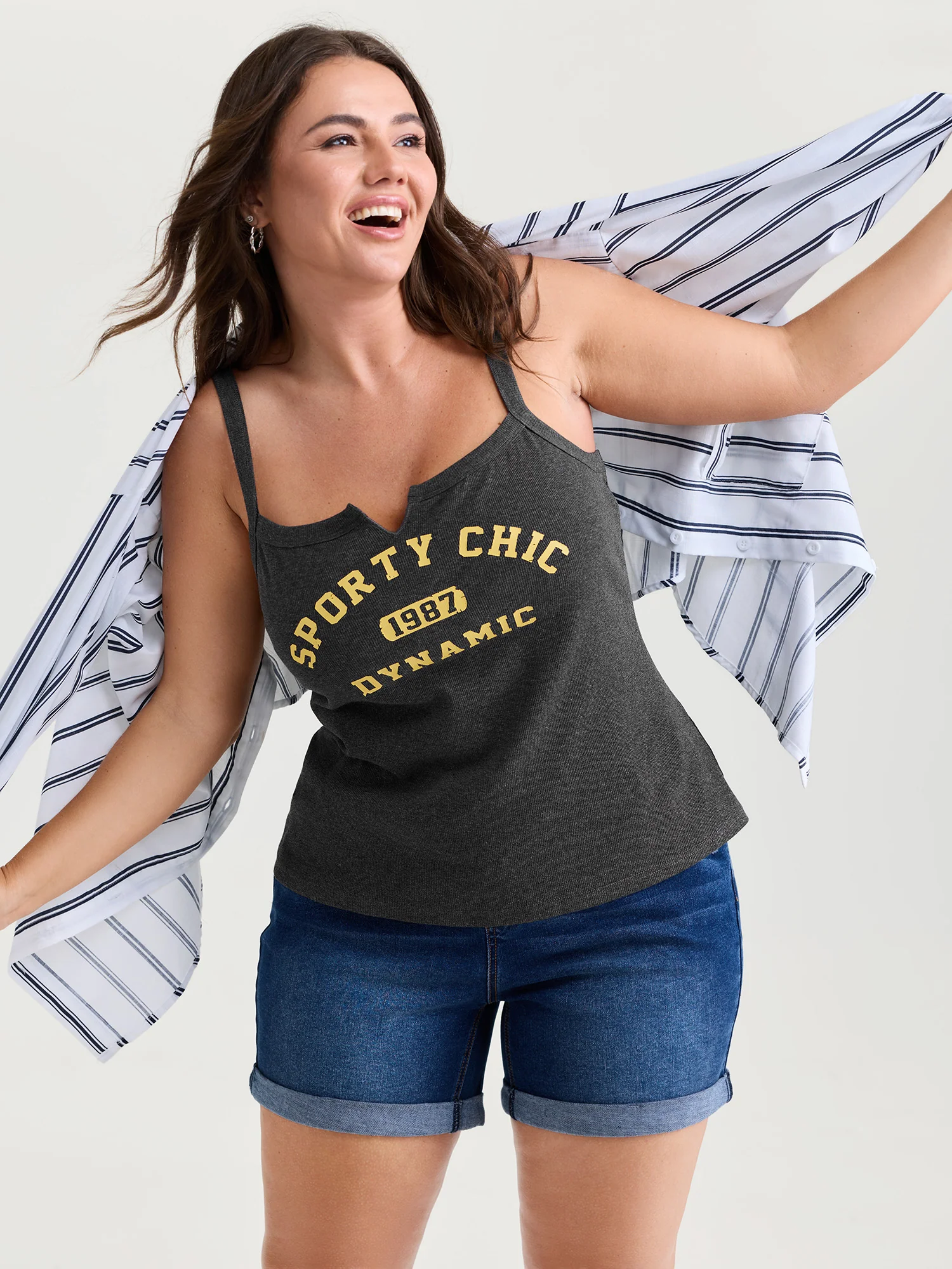 Sporty Chic Pattern Tank Top