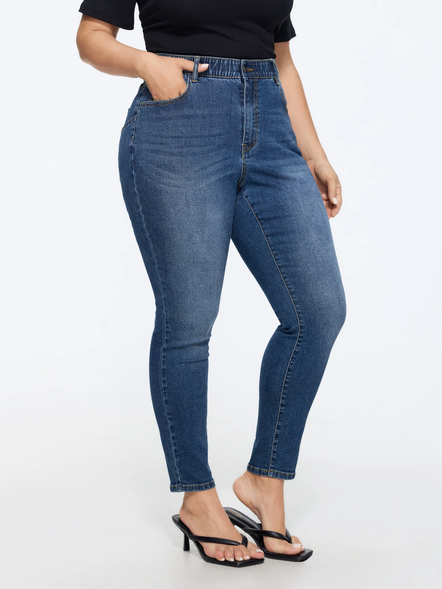Stretchy Skinny-Fit Mid-Rise Jeans