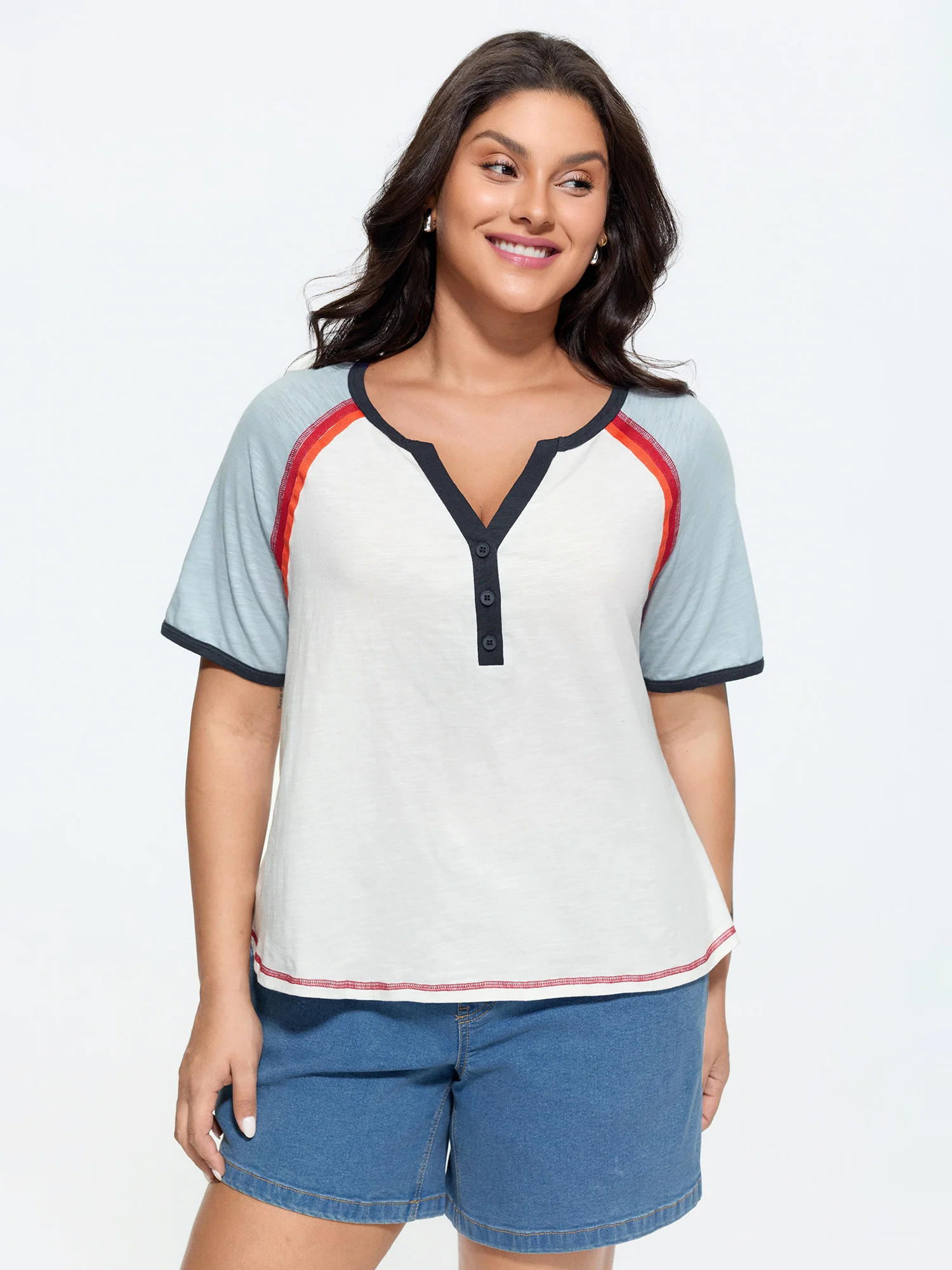 Color Contrast Raglan Sleeve T-Shirt