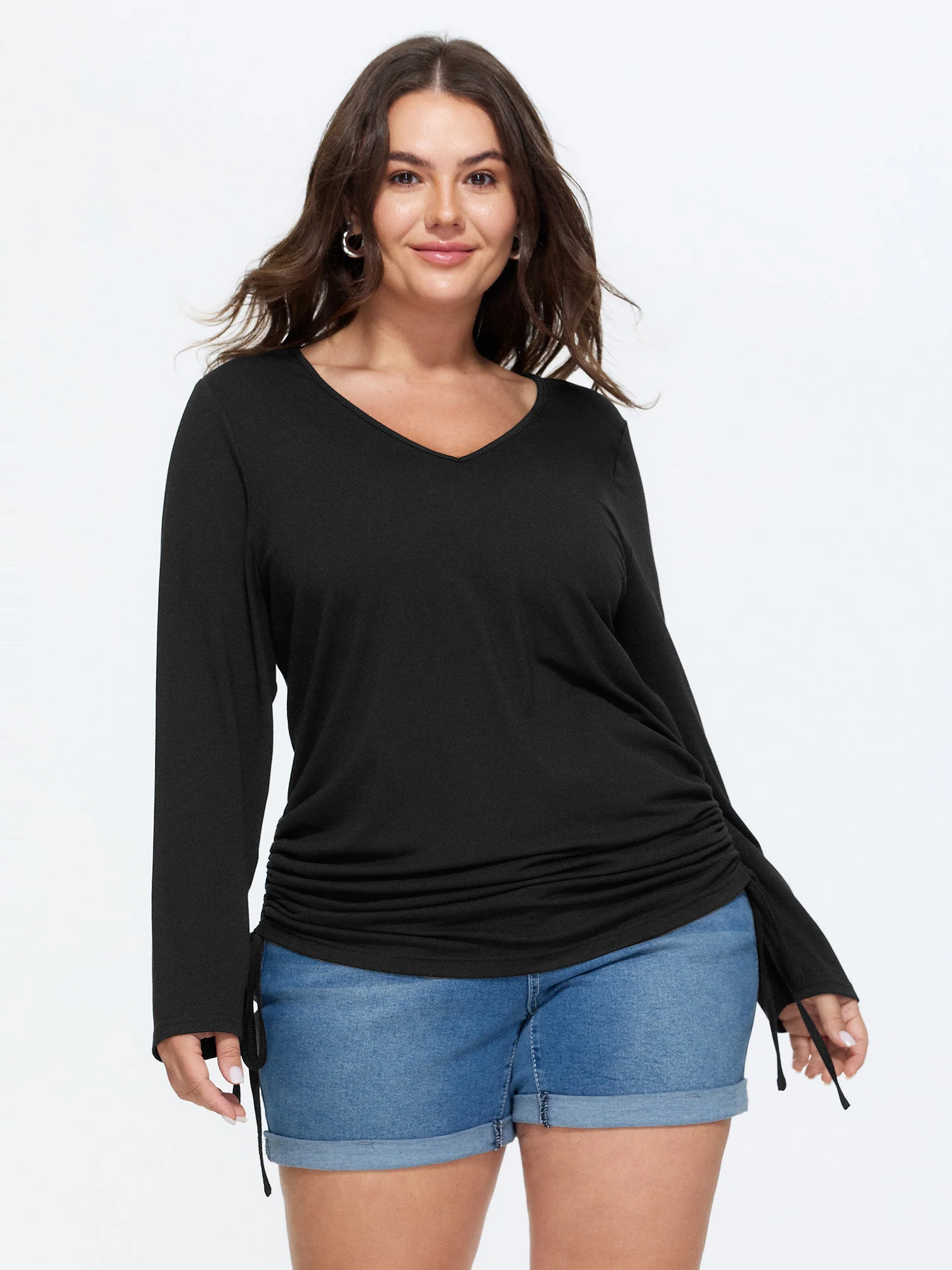 Supersoft Stretchy Adjustable Drawstring Side Jersey Top