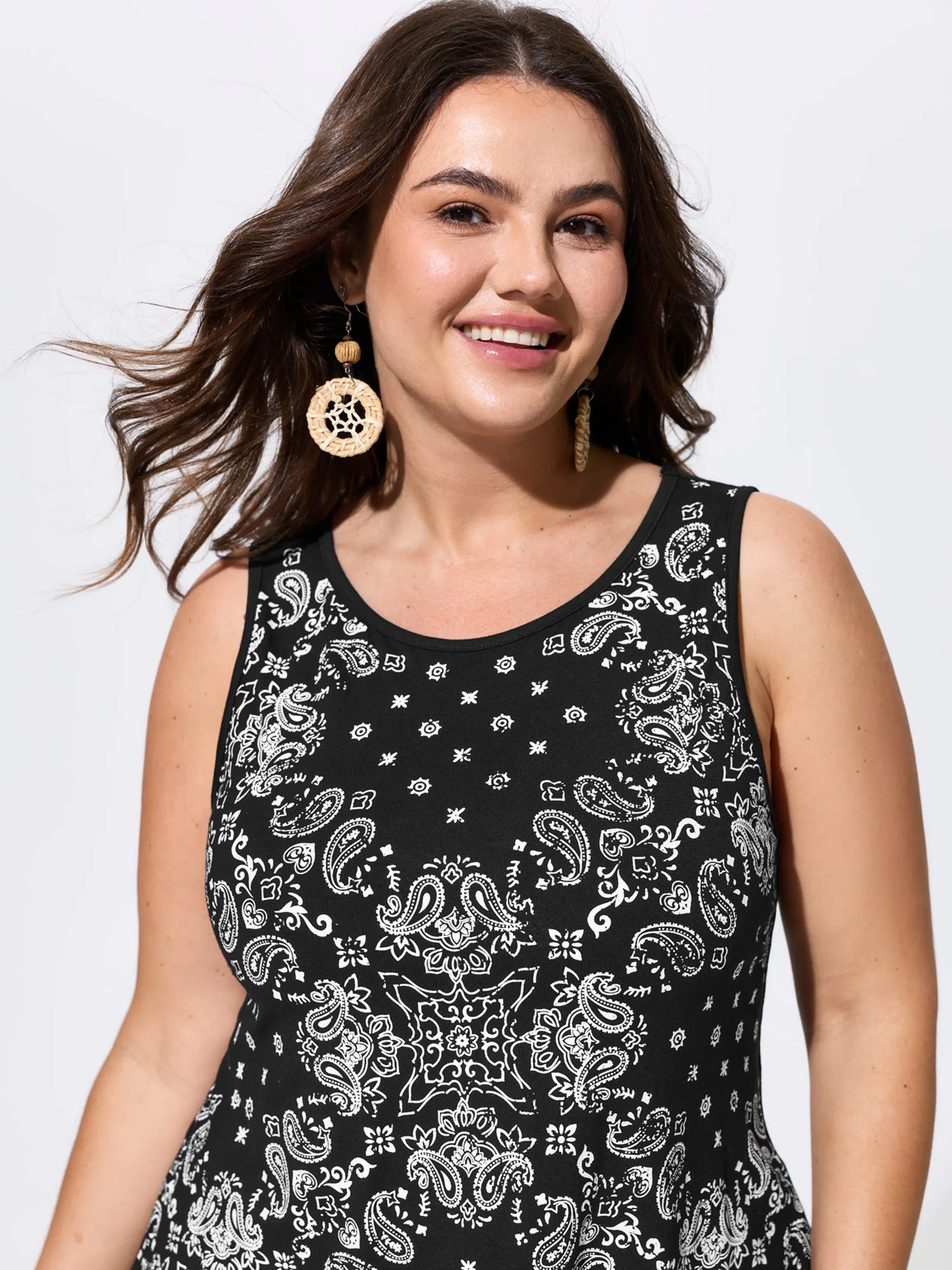 Supersoft Paisley Print Flowy Tank Top
