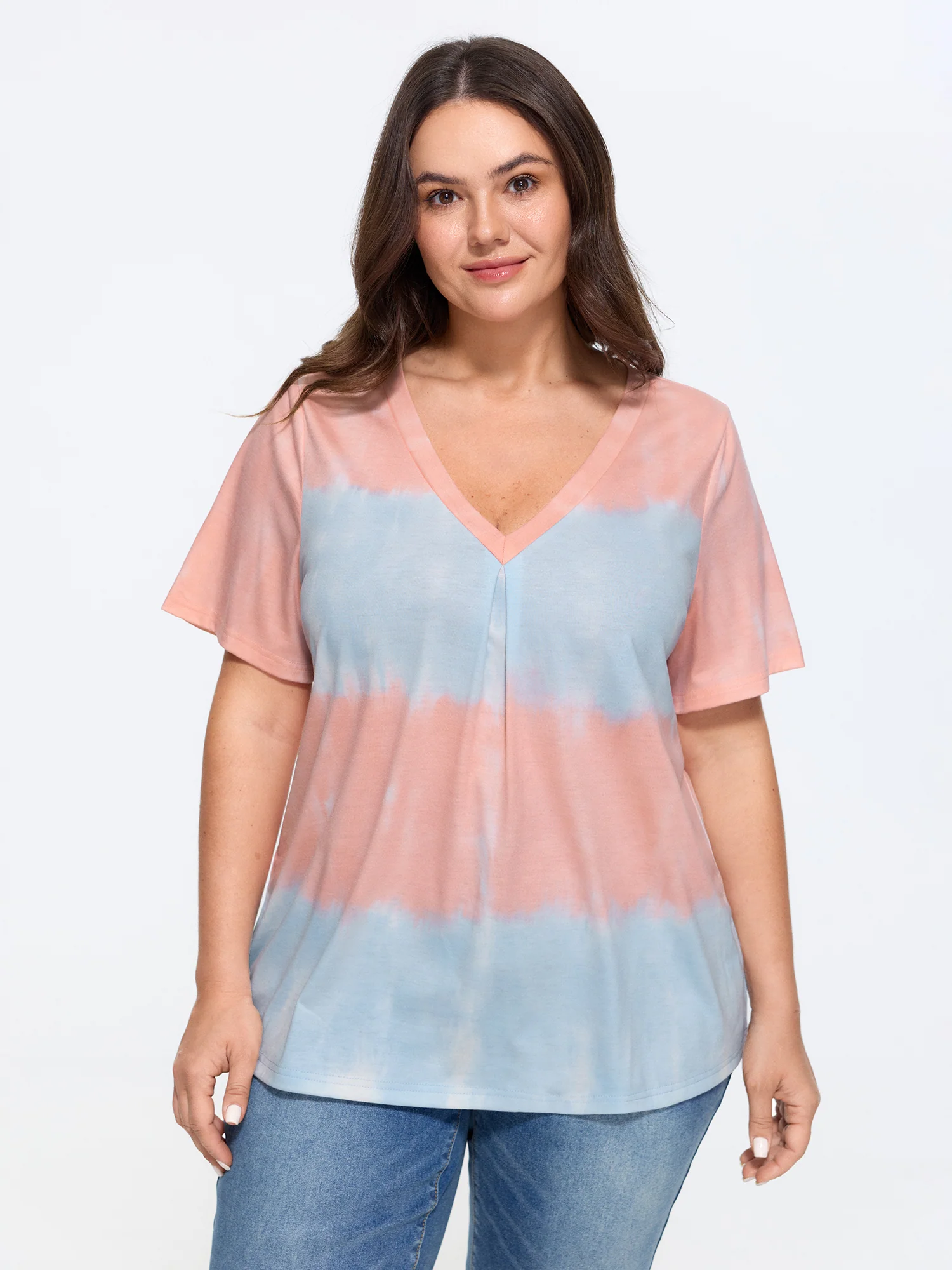 Supersoft Tie Dye V Neck Long T-Shirt