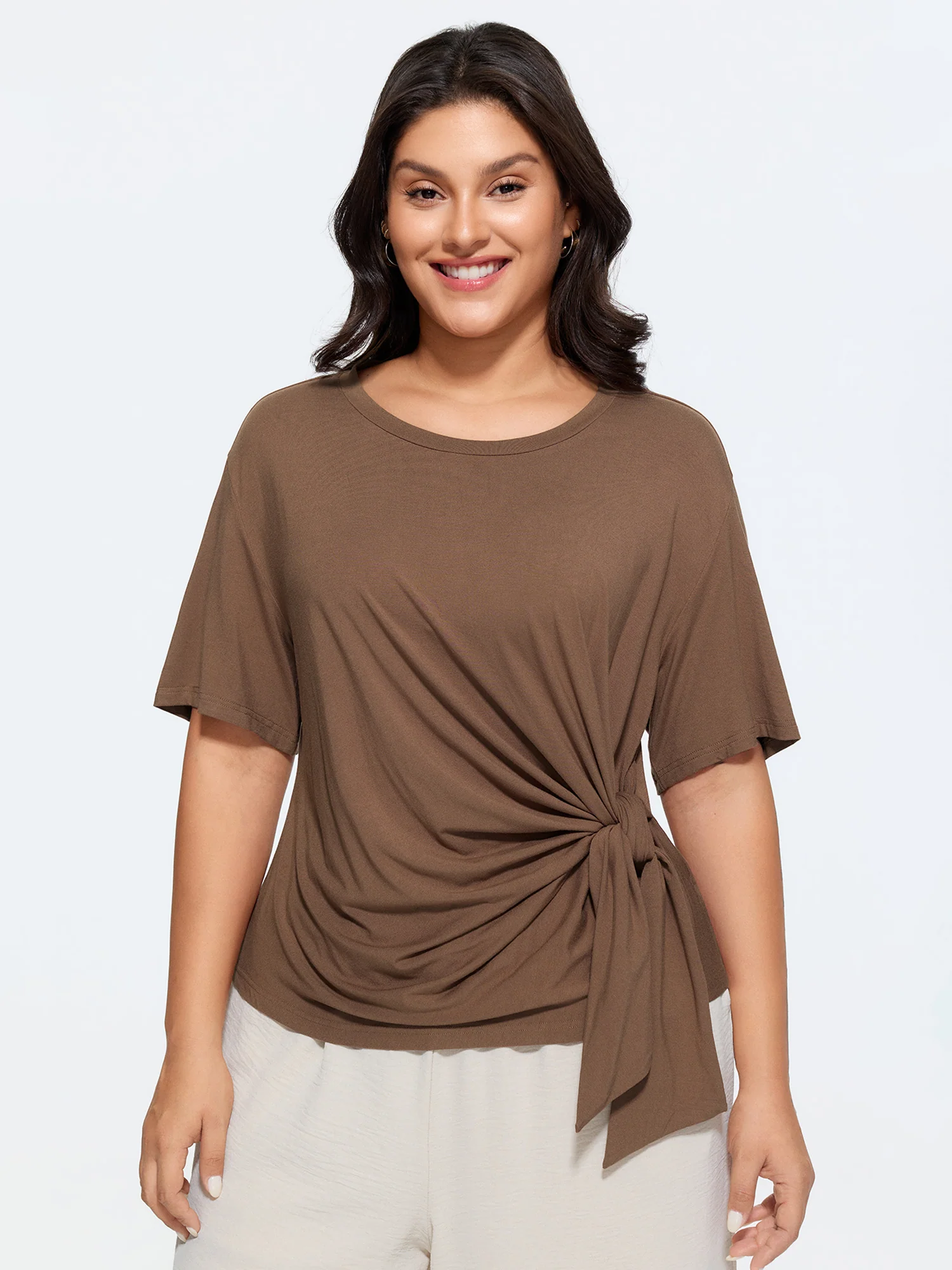 Supersoft Side-Tie Plain T-Shirt