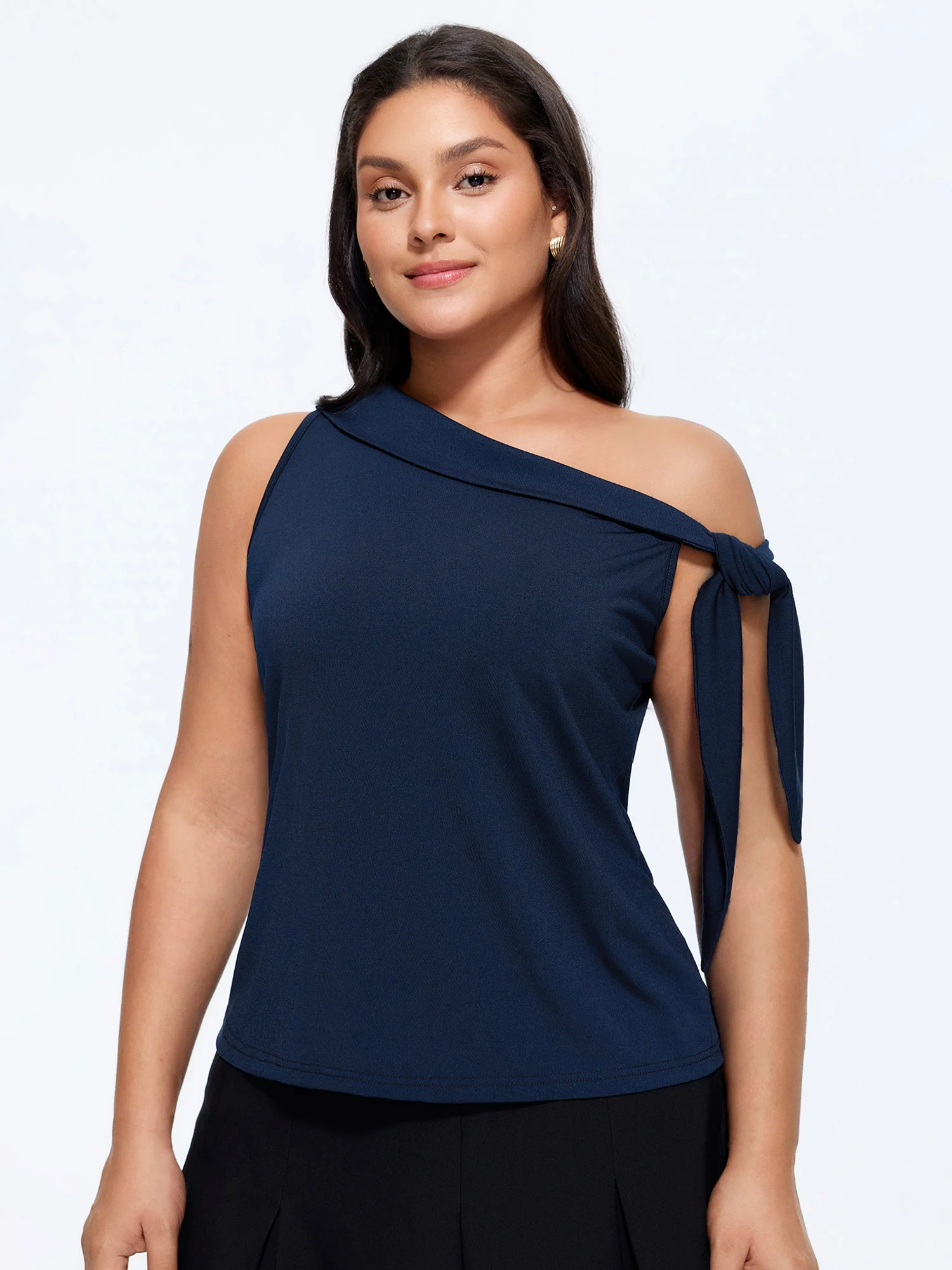 Stretchy One-Shoulder Tie T-Shirt