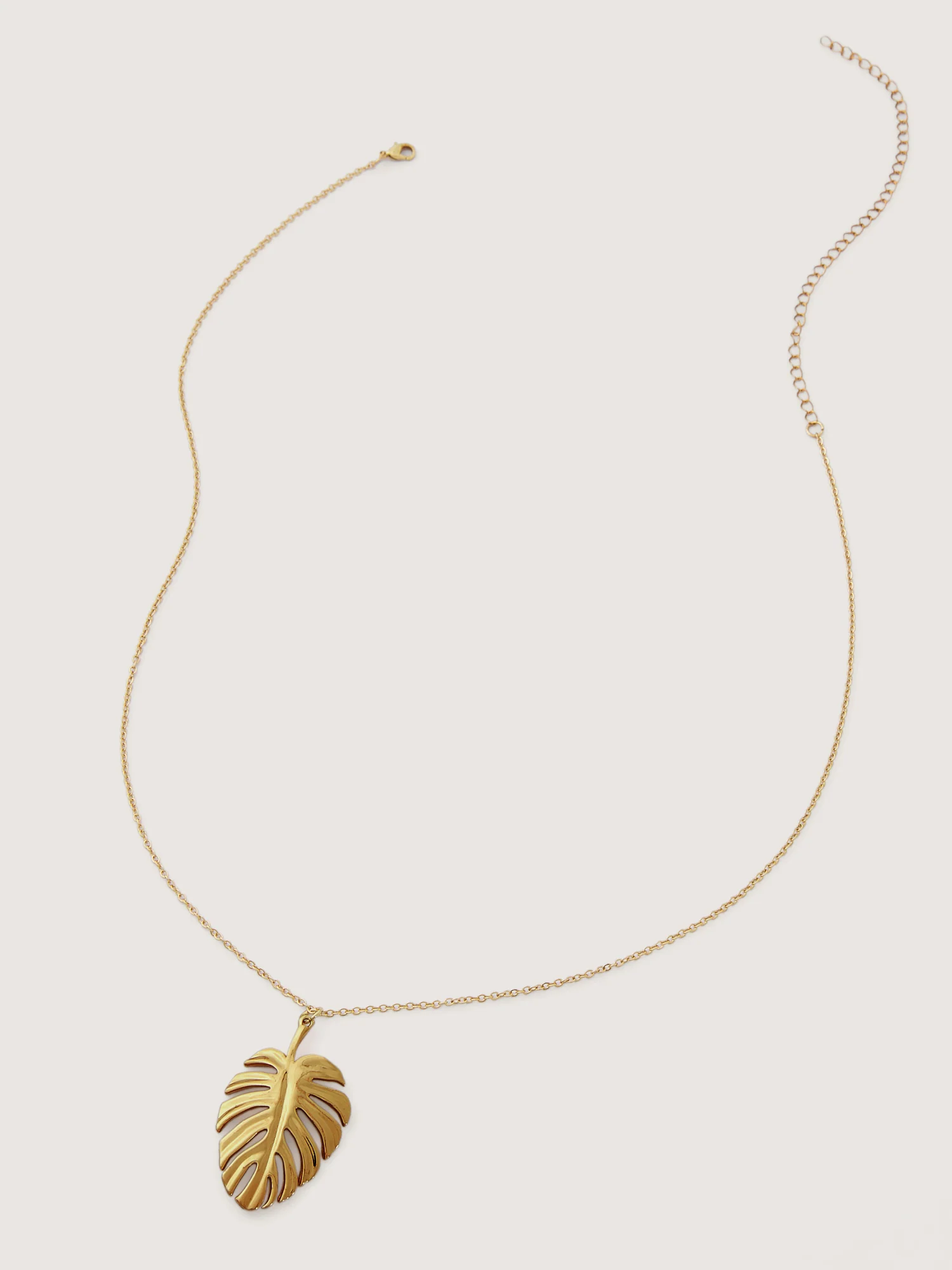 Tropical Leaf Gold-Tone Pendant