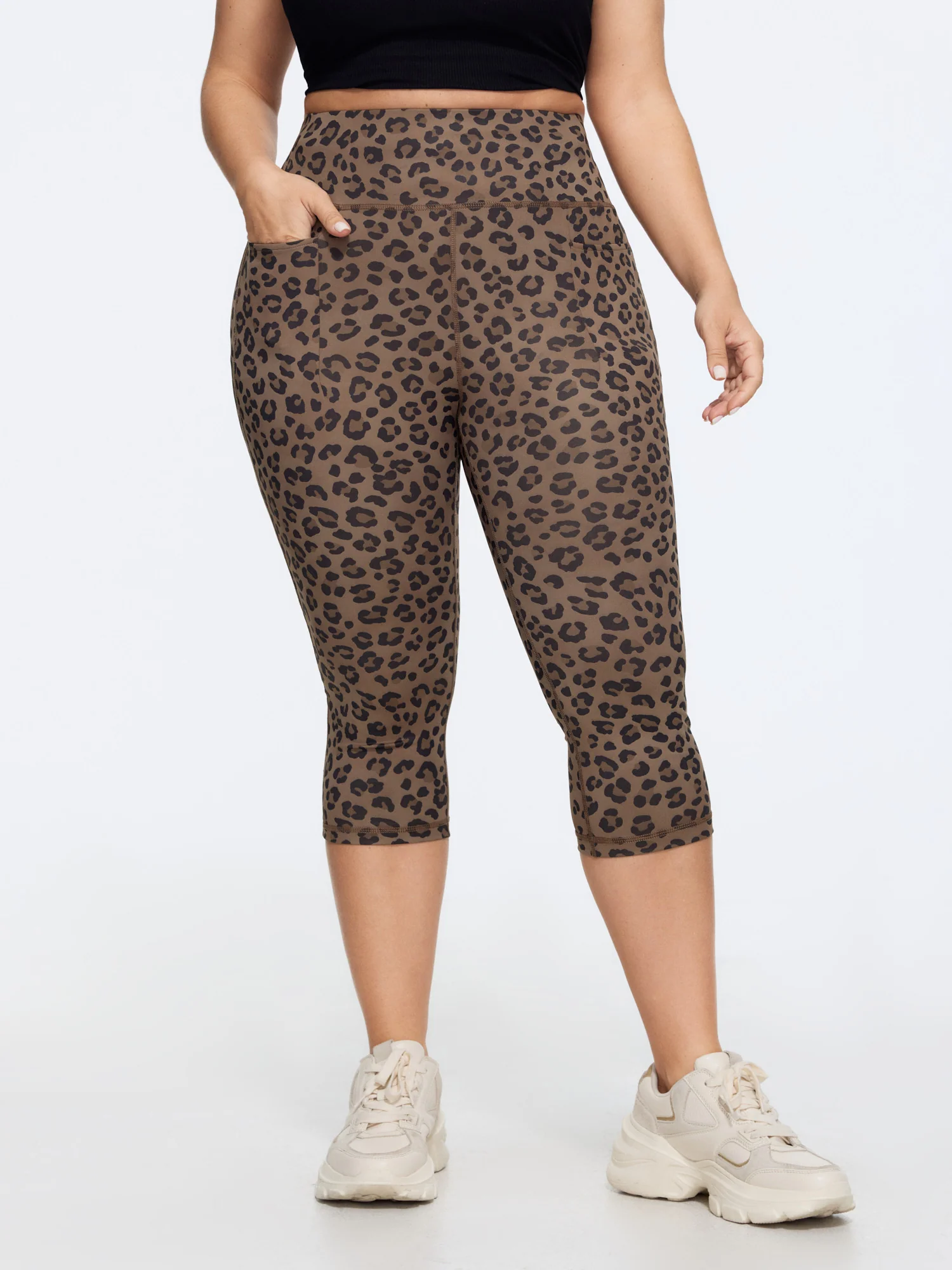 Stretchy Leopard Print Wide Waistband Leggings
