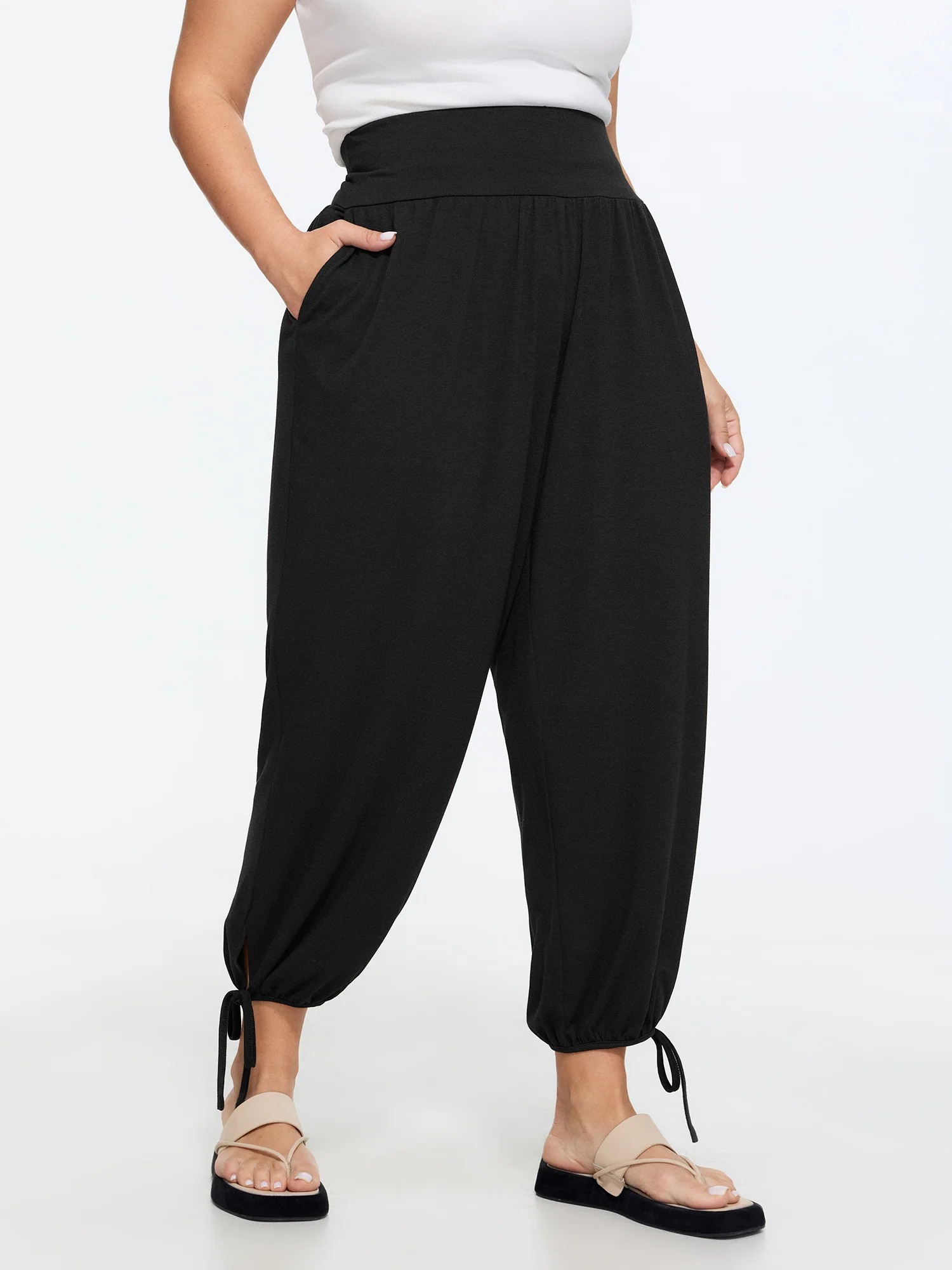 Supersoft Stretchy Side Drawstring Cropped Pants