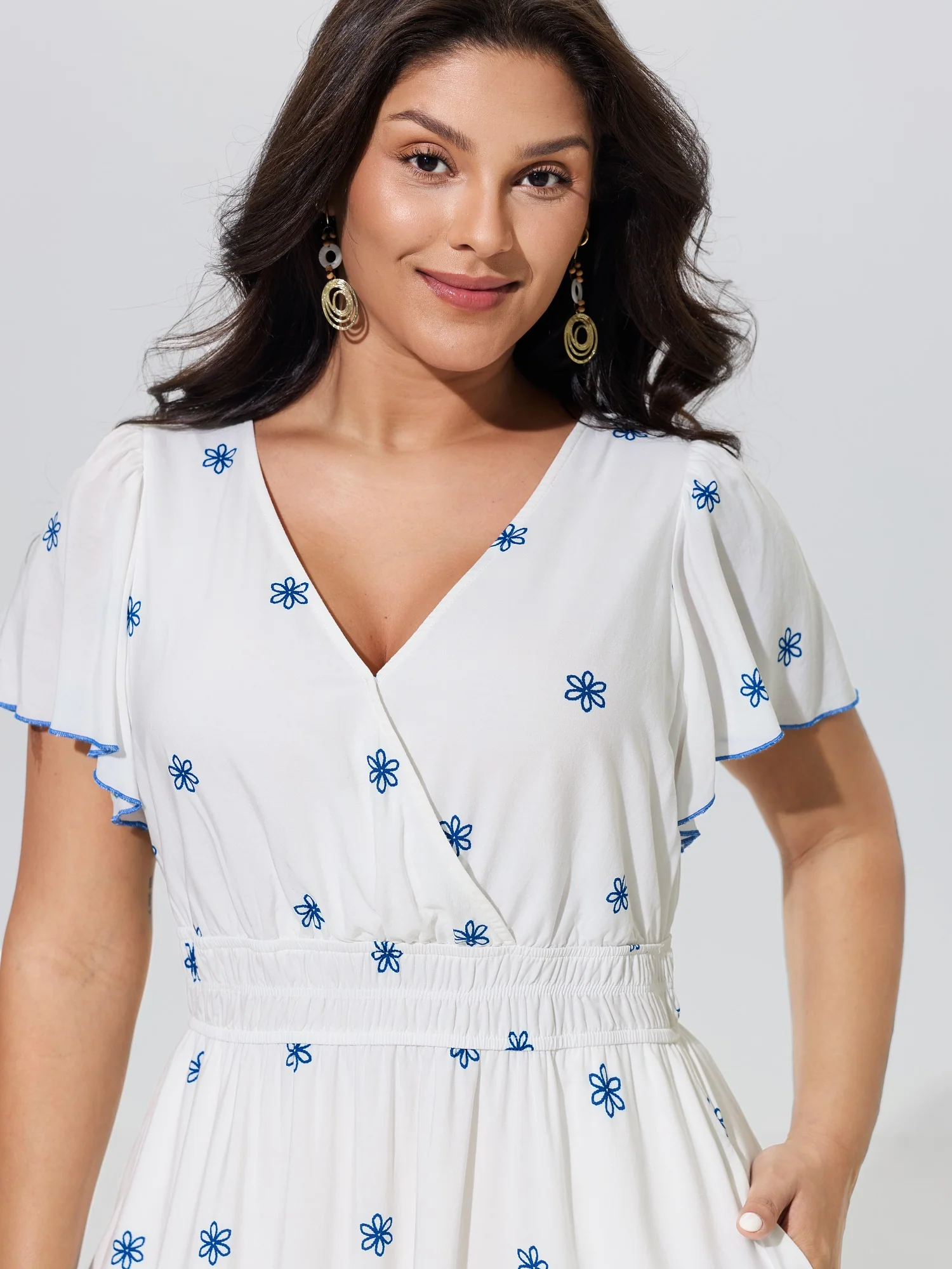 Supersoft Floral Print Elastic Waist Tiered Midi Dress