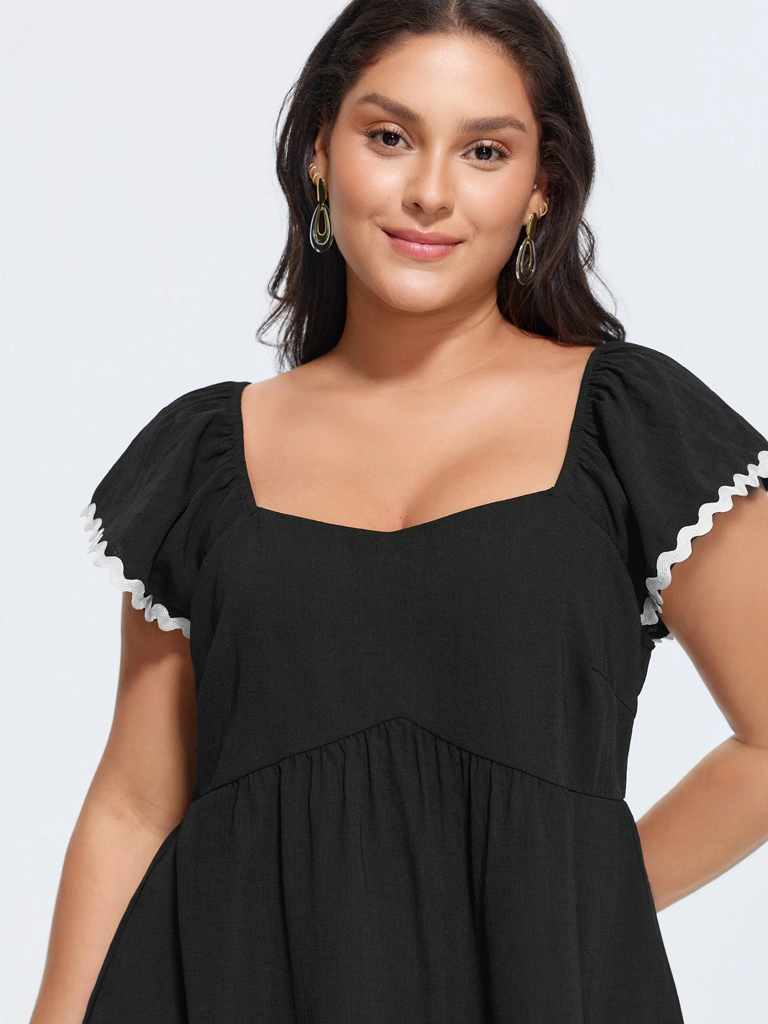 Color Contrast Fit And Flare Blouse