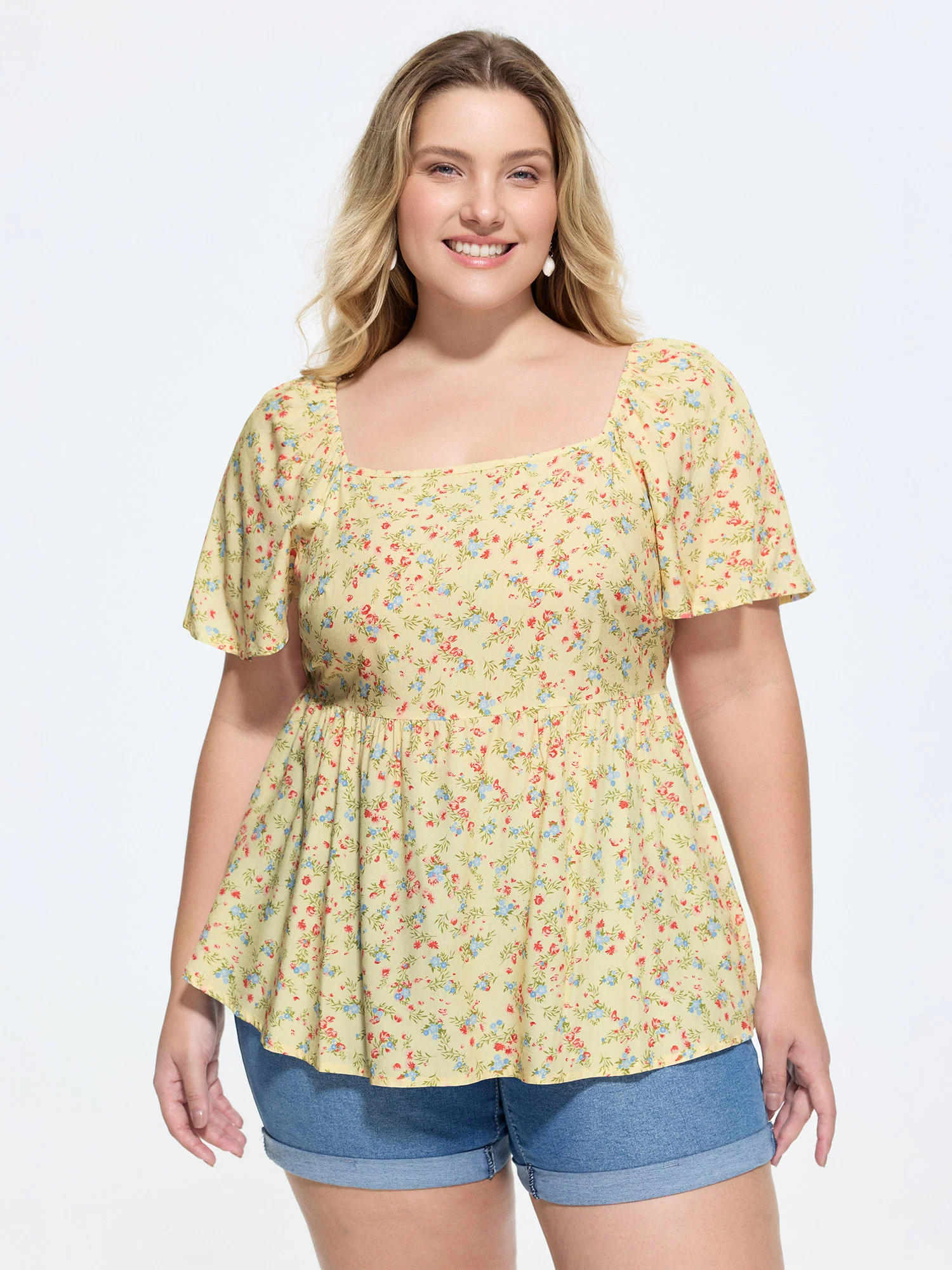 Supersoft Floral Print Fit And Flare Blouse