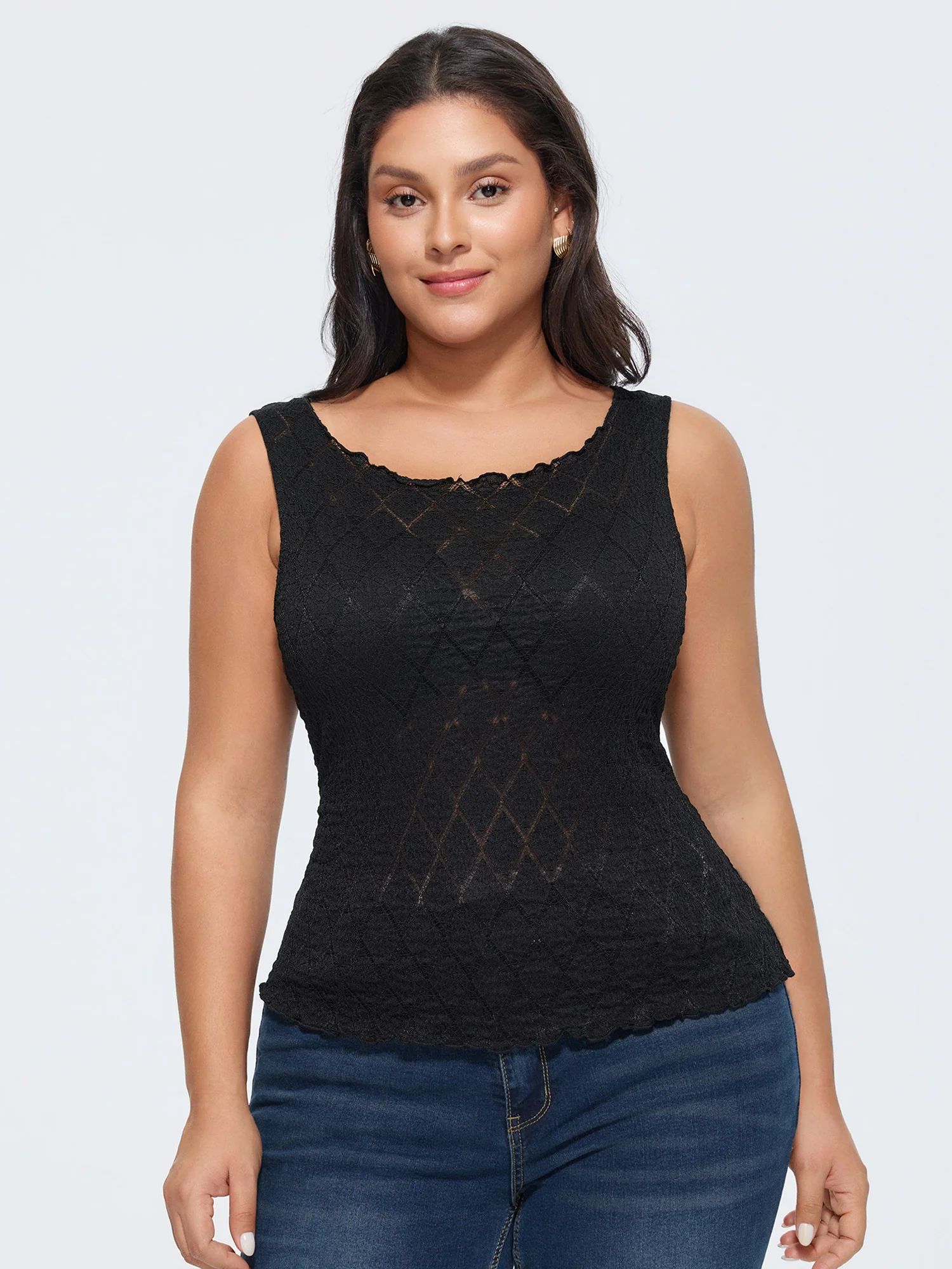 Textured Hollowed-Out Tank Top