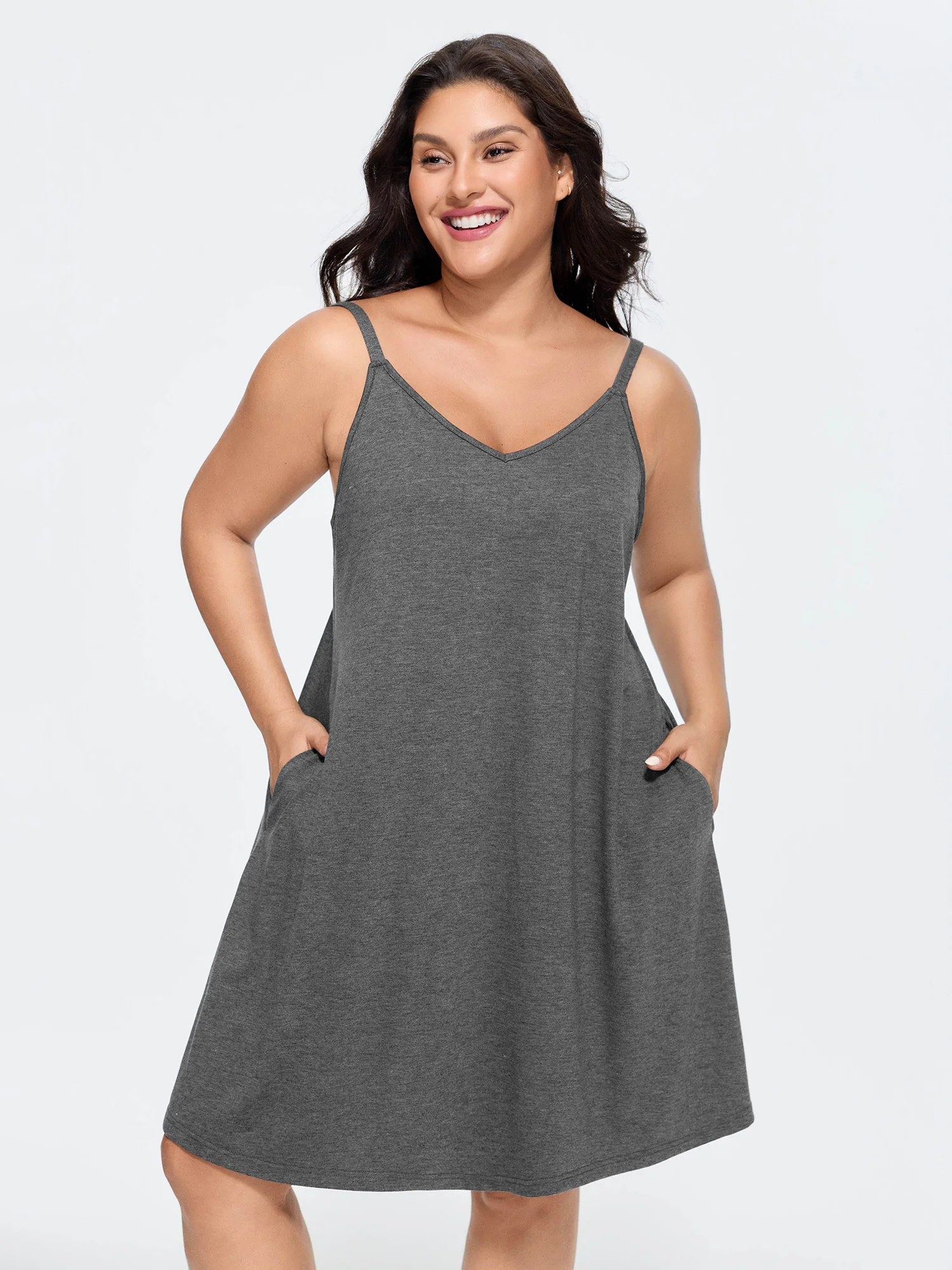 Supersoft Adjustable Drawstring Relaxed-Fit Backless Lounge Dress