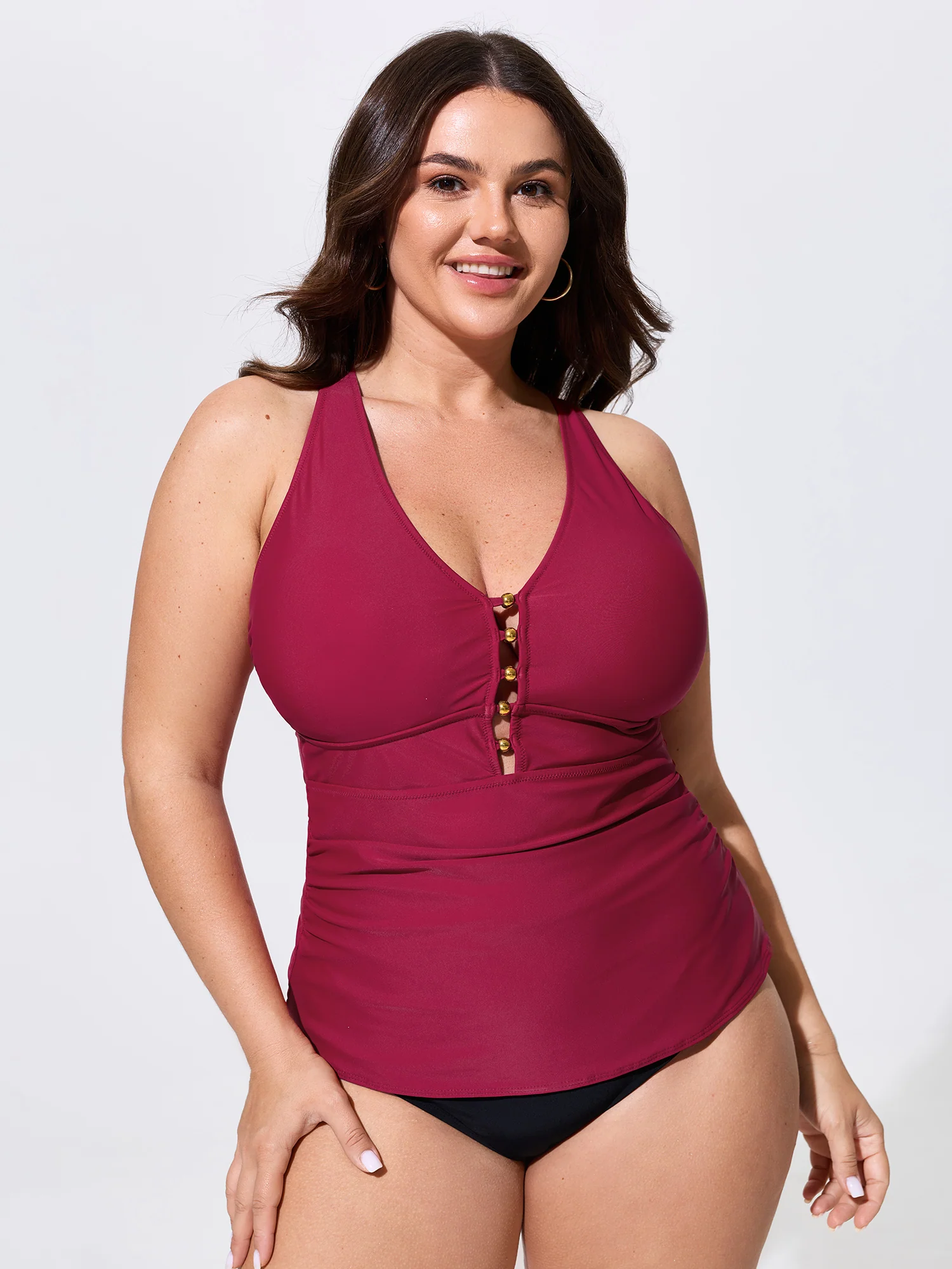 Cut-Out Back Bead Detail Swim Top
