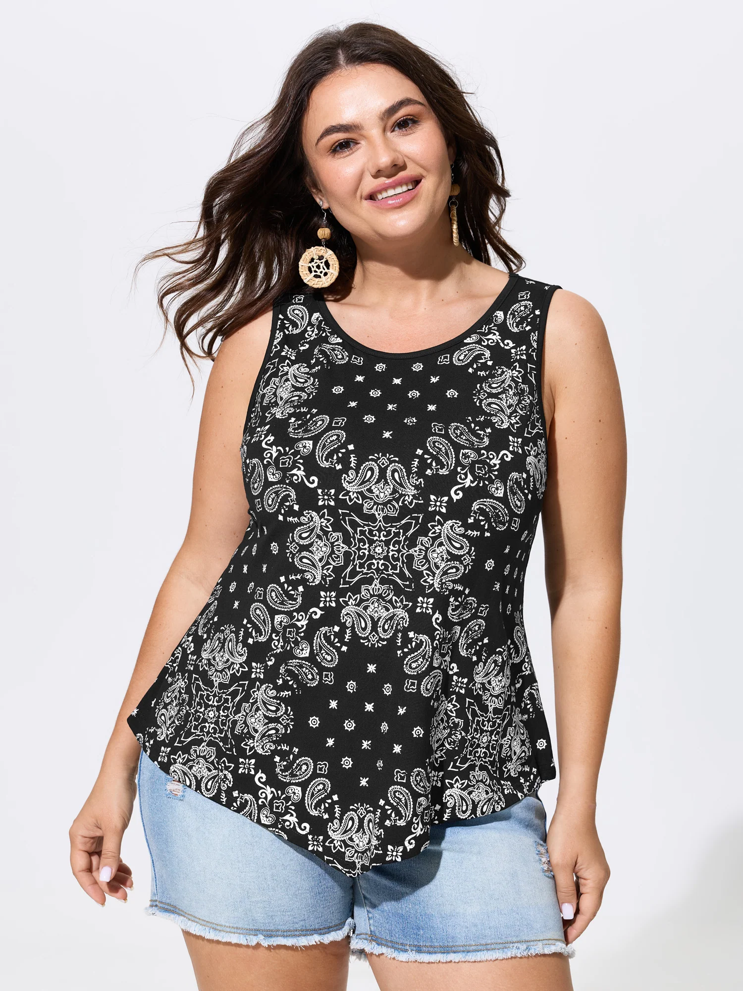 Supersoft Paisley Print Flowy Tank Top