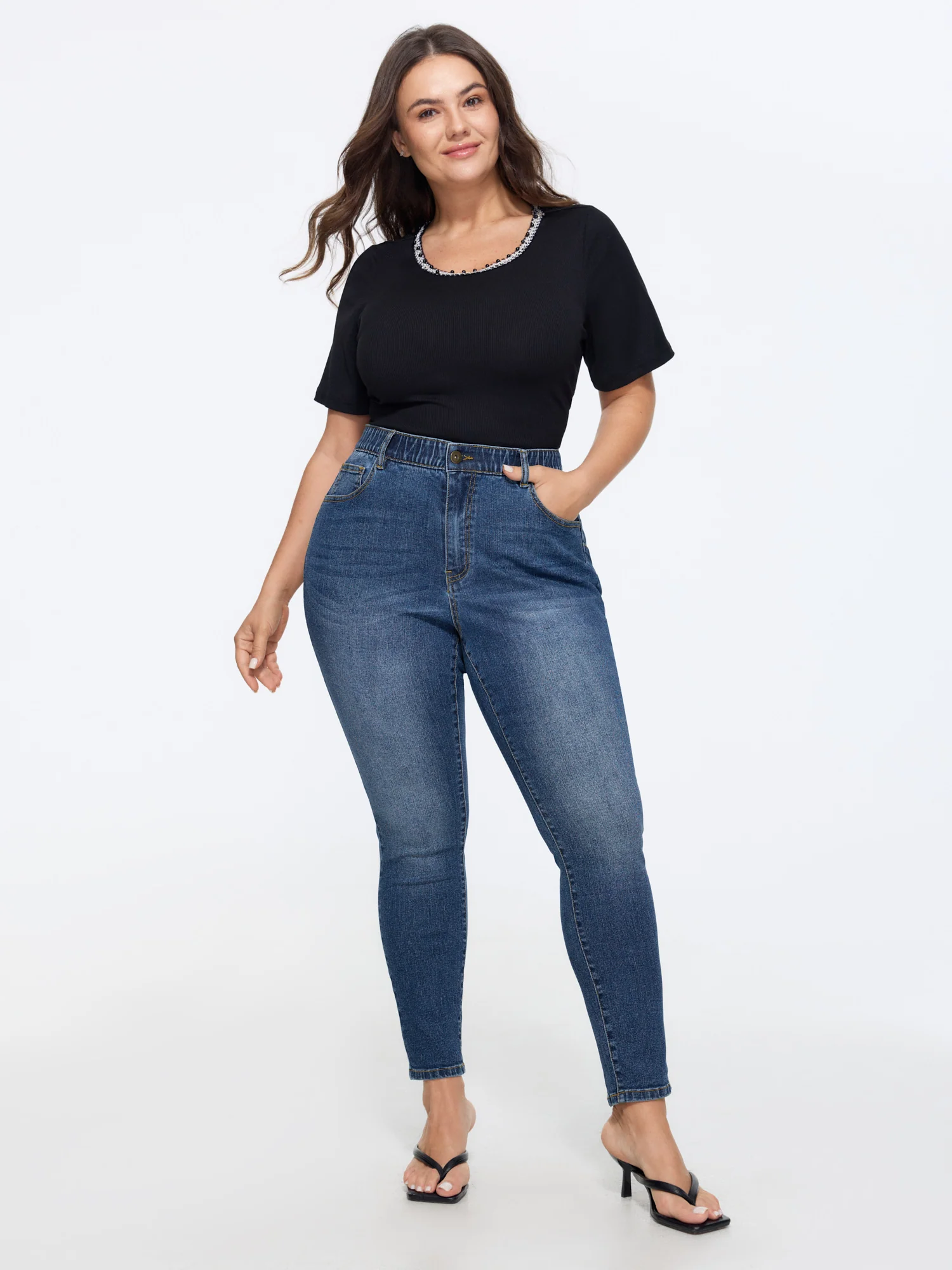 Stretchy Skinny-Fit Mid-Rise Jeans