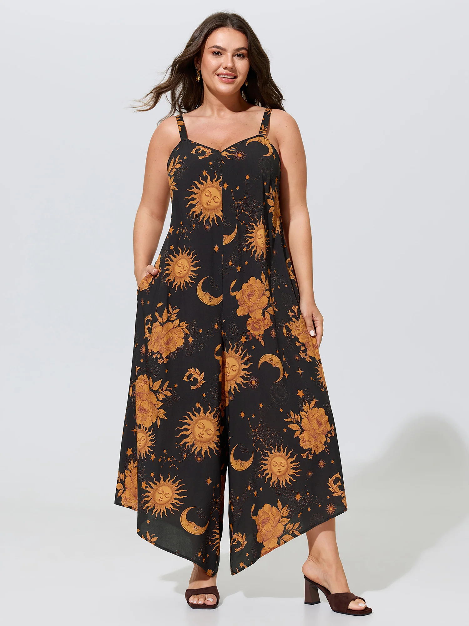 Sunkissed Print Sleeveless Wide-Leg Jumpsuit