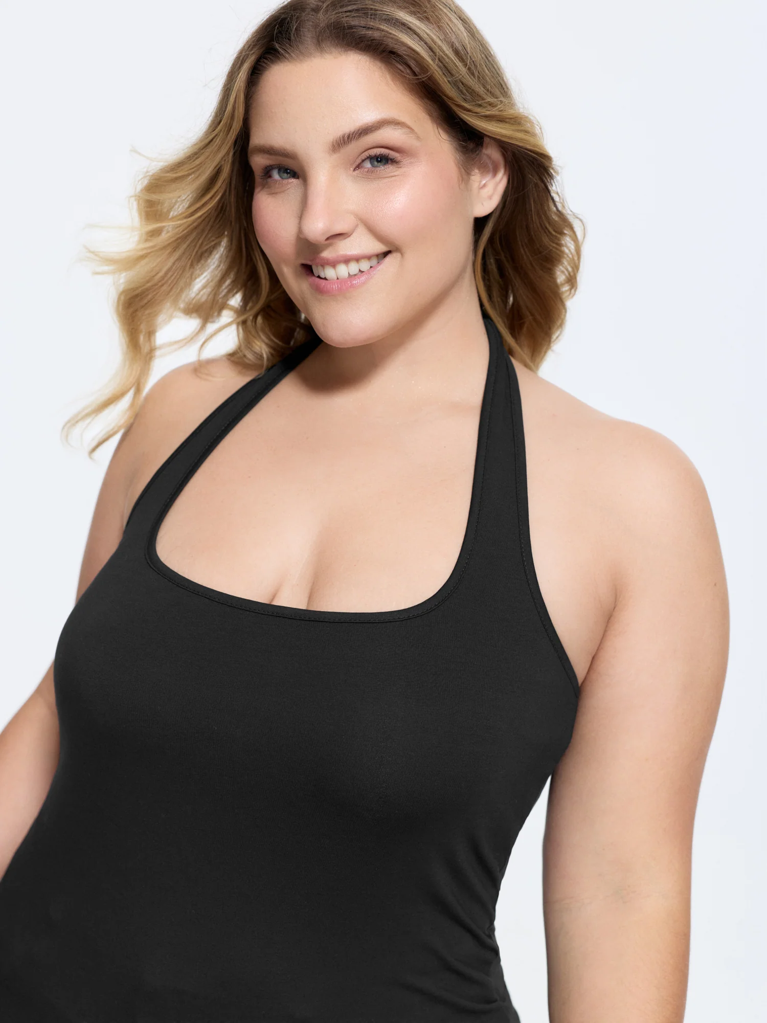 Cotton Supported Bra Stretchy Halter Neckline Tank Top