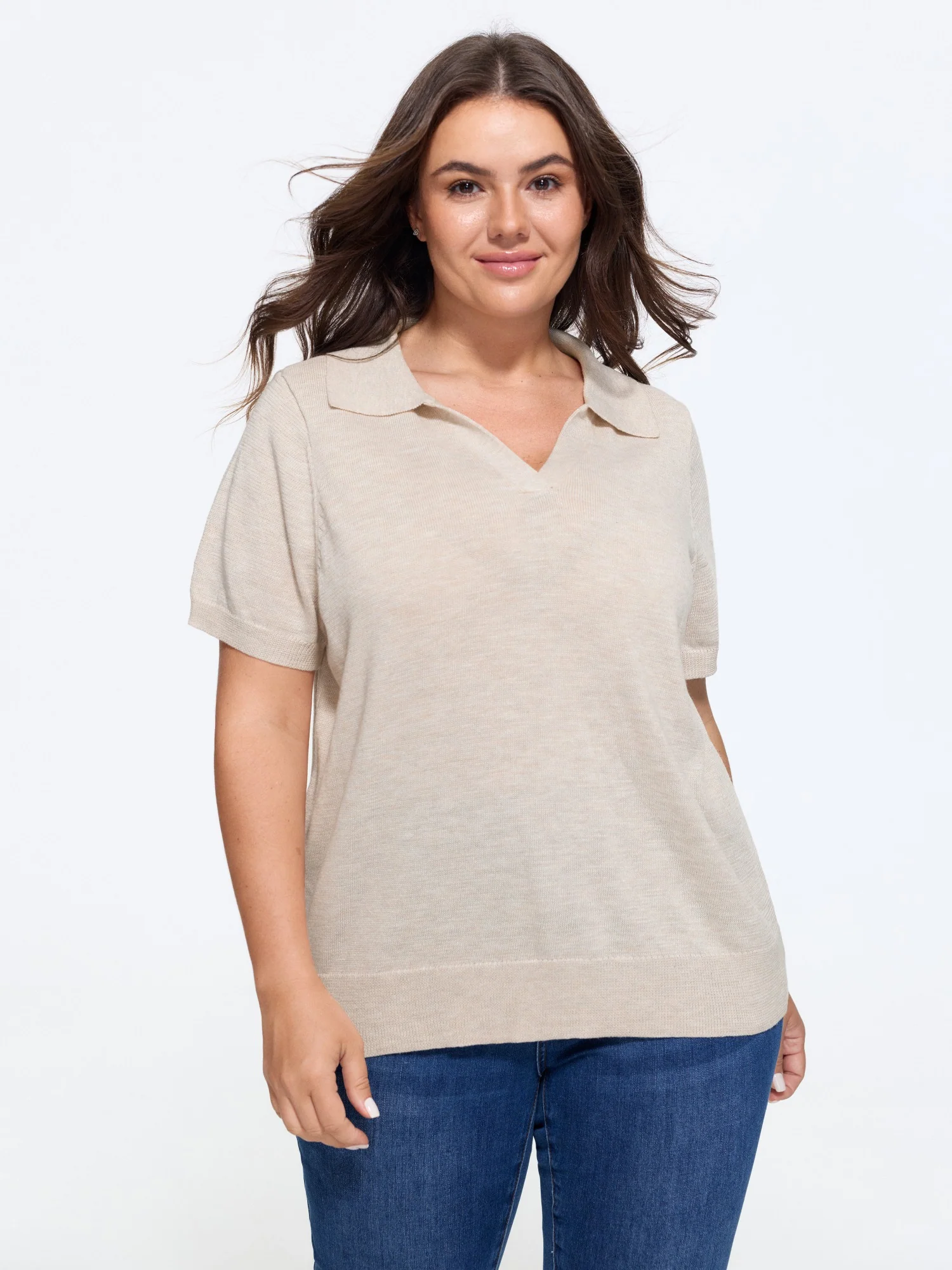 Heather Polo Collar Short Sleeve Pullover