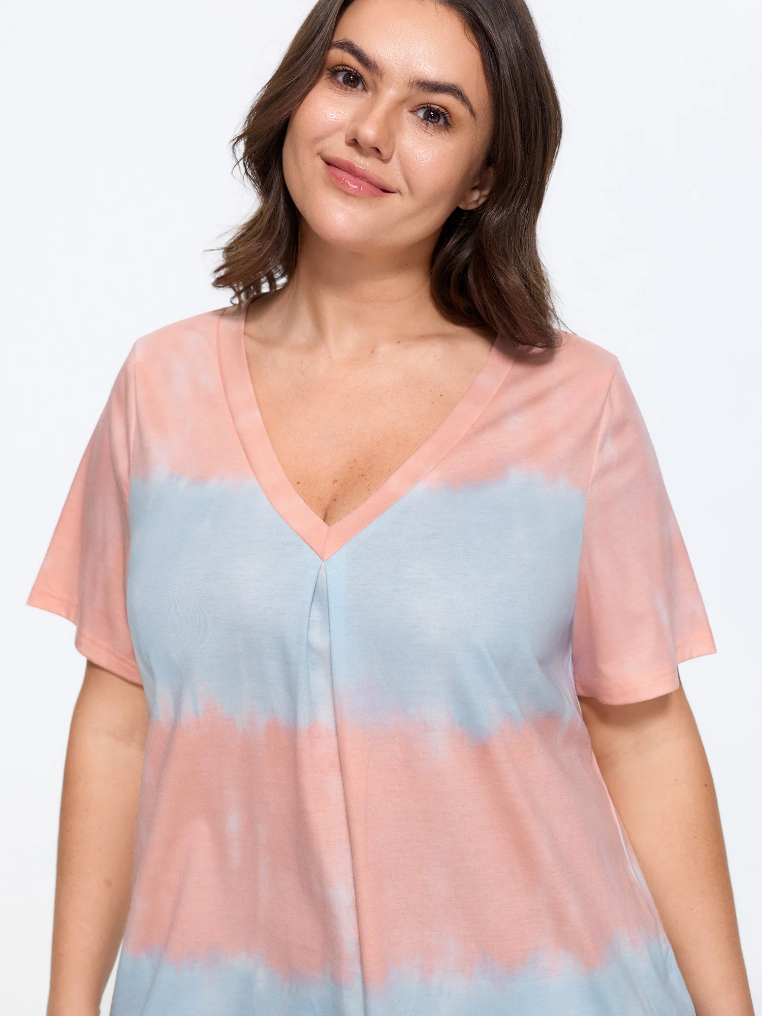 Supersoft Tie Dye V Neck Long T-Shirt
