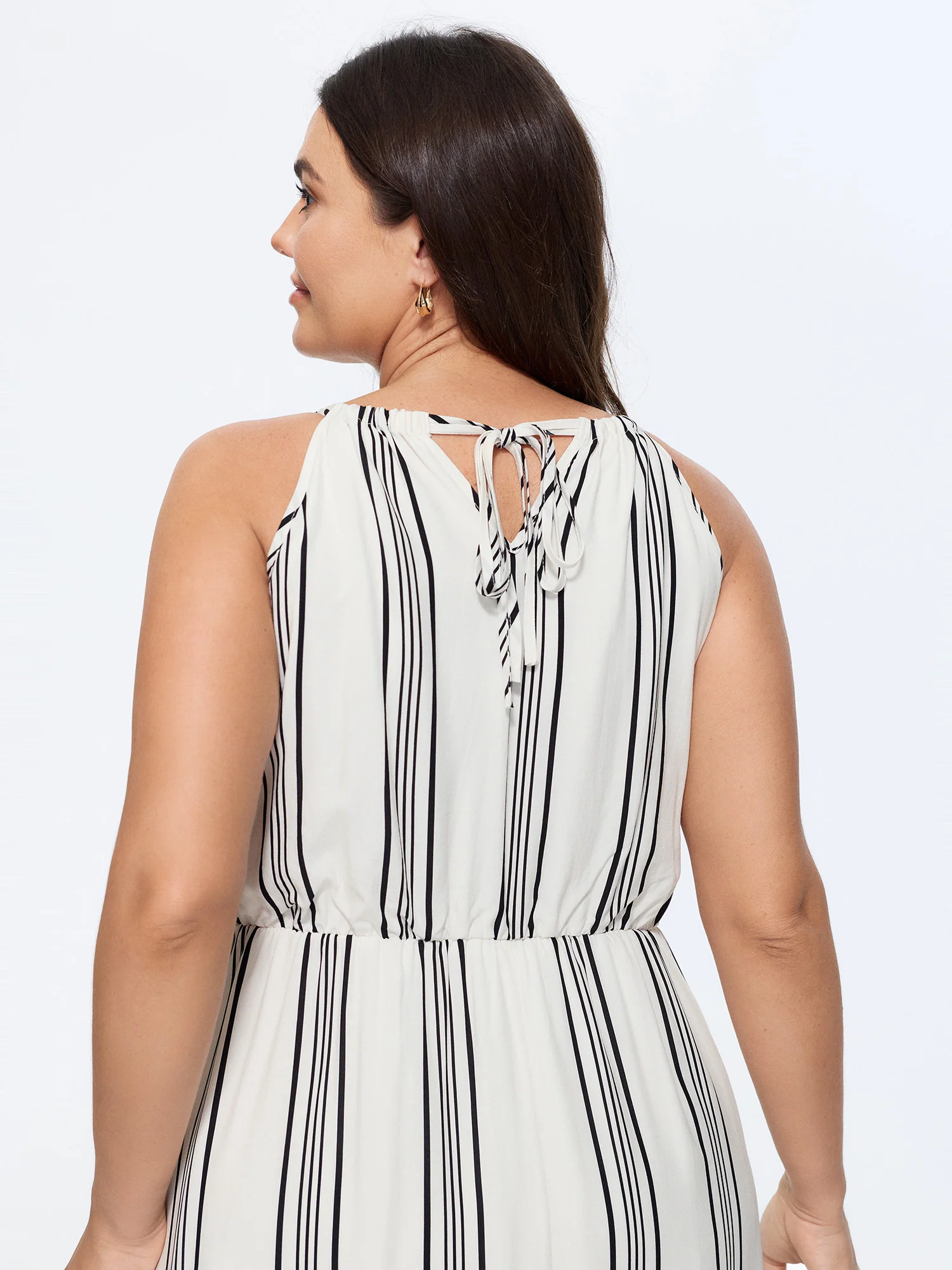 Supersoft Striped Print Halter Maxi Dress