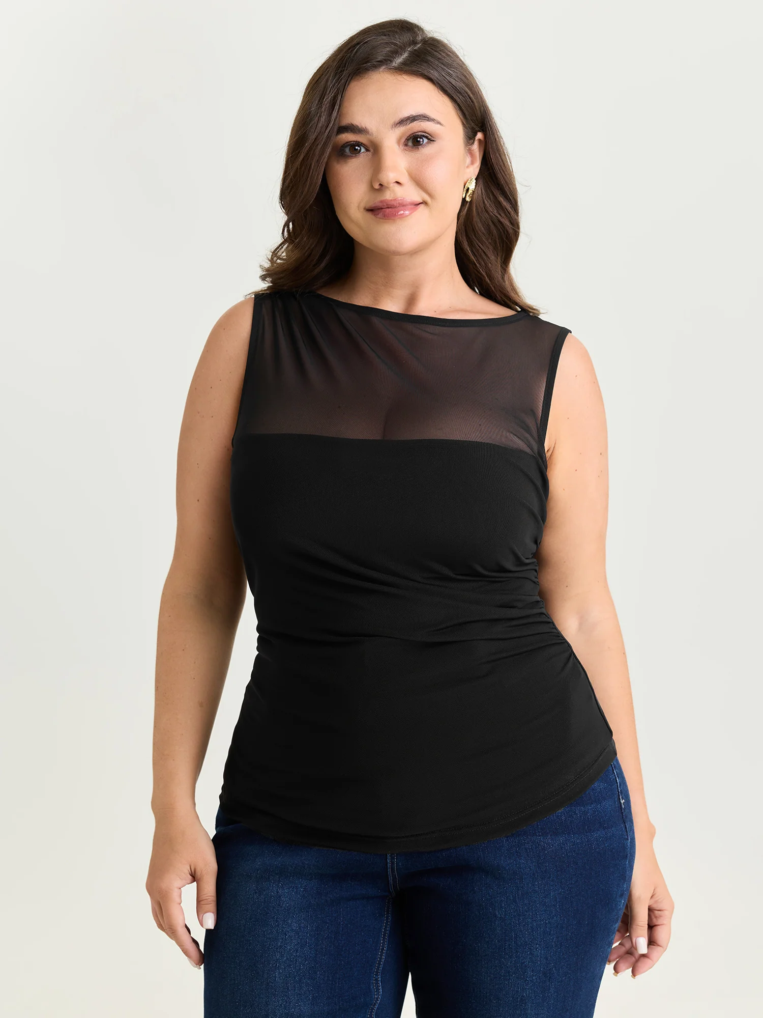 Supersoft Sheer Neckline Tank Top