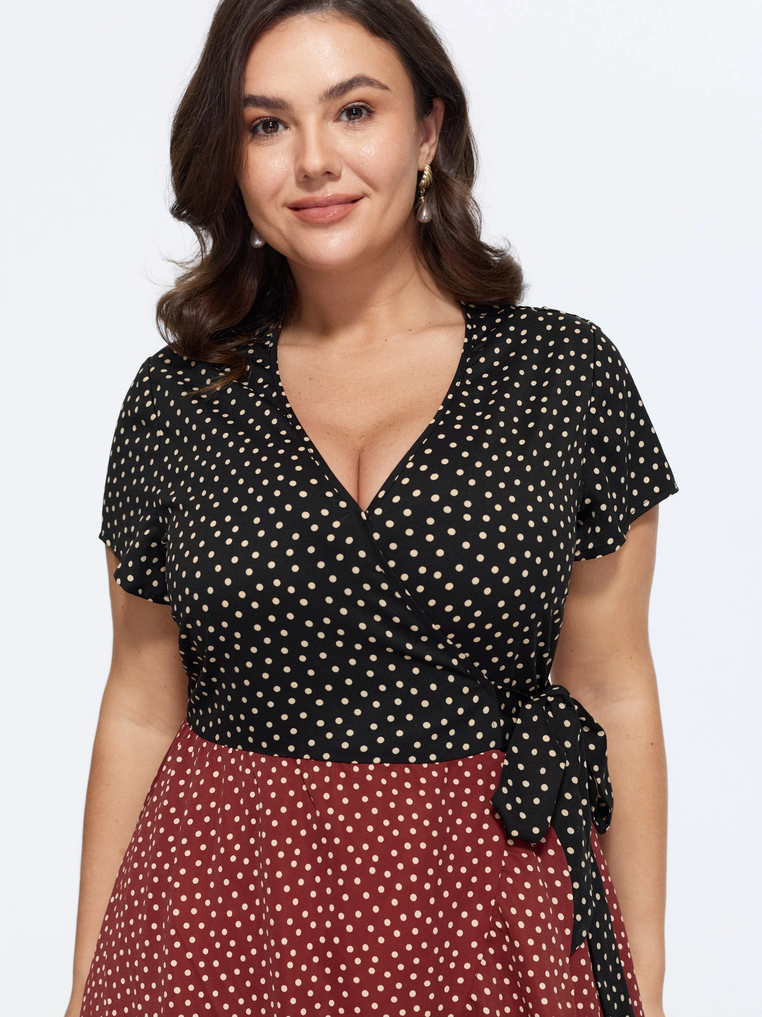 Polka Dots Ruffled Asymmetrical Hem Midi Dress