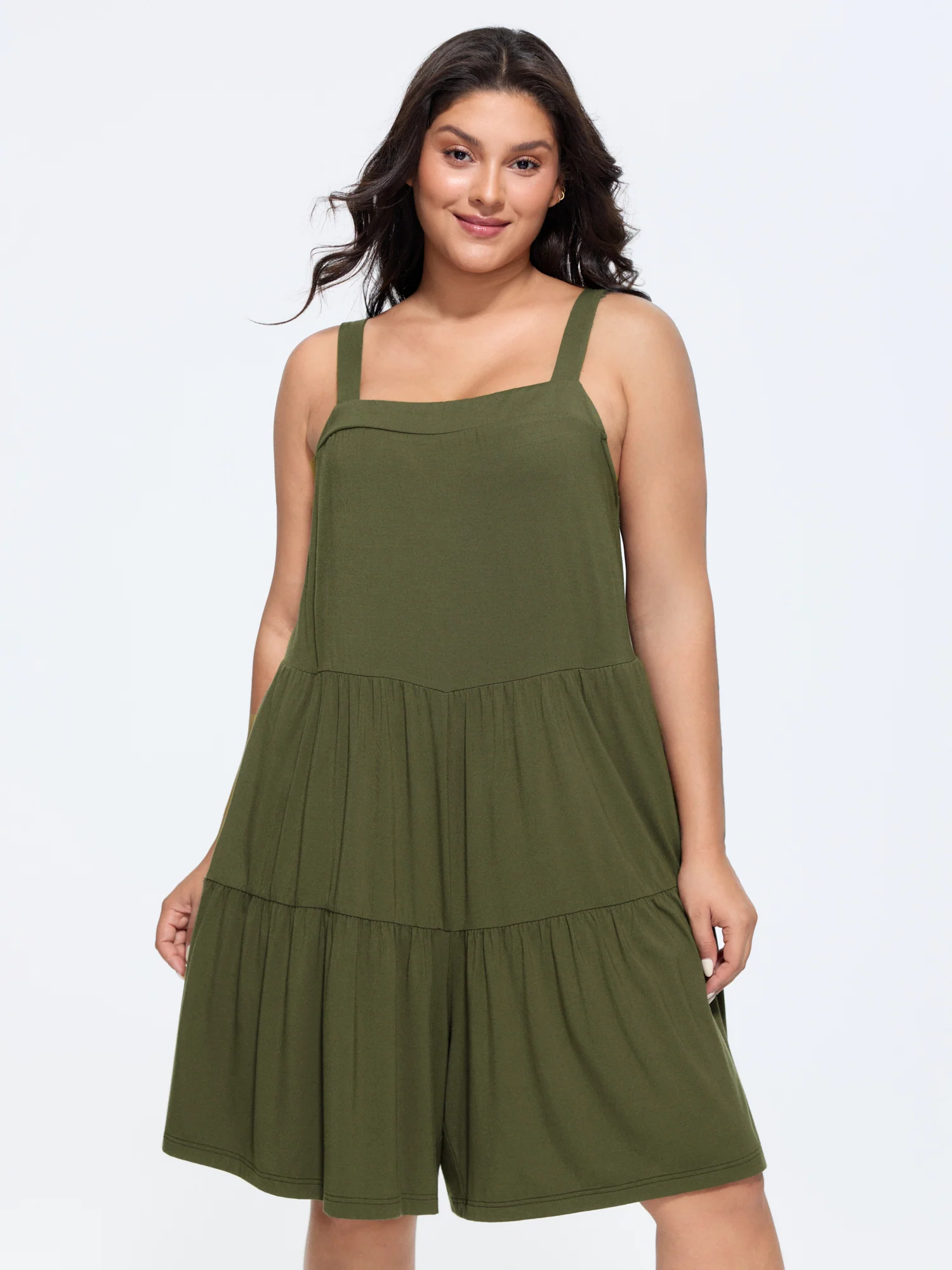 Supersoft Tiered Square Neckline Romper