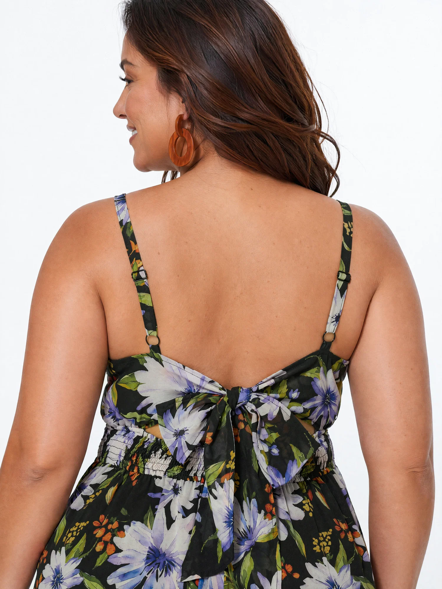 Floral Print Back-Tie Midi Dress