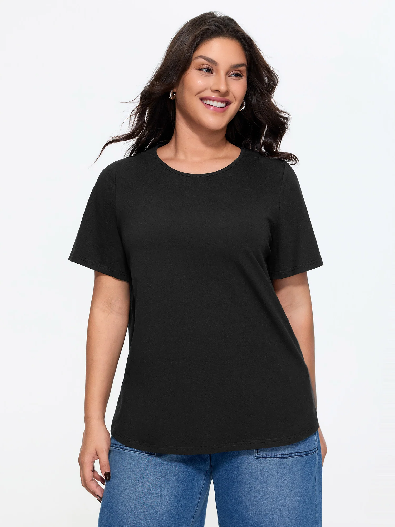 Cotton Stretchy Cut-Out Back Plain Knit Top