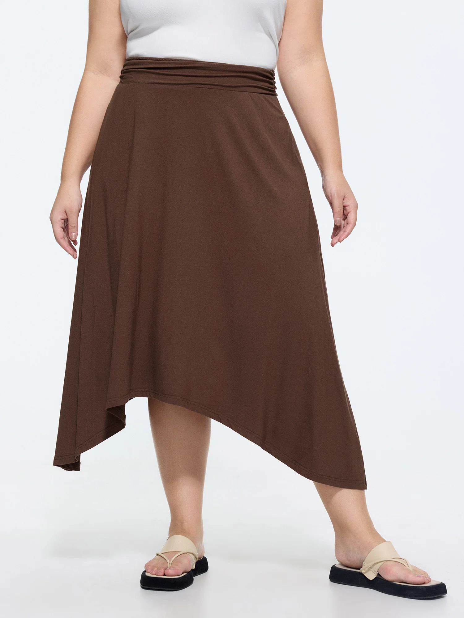 Supersoft Asymmetrical Hem Midi Skirt