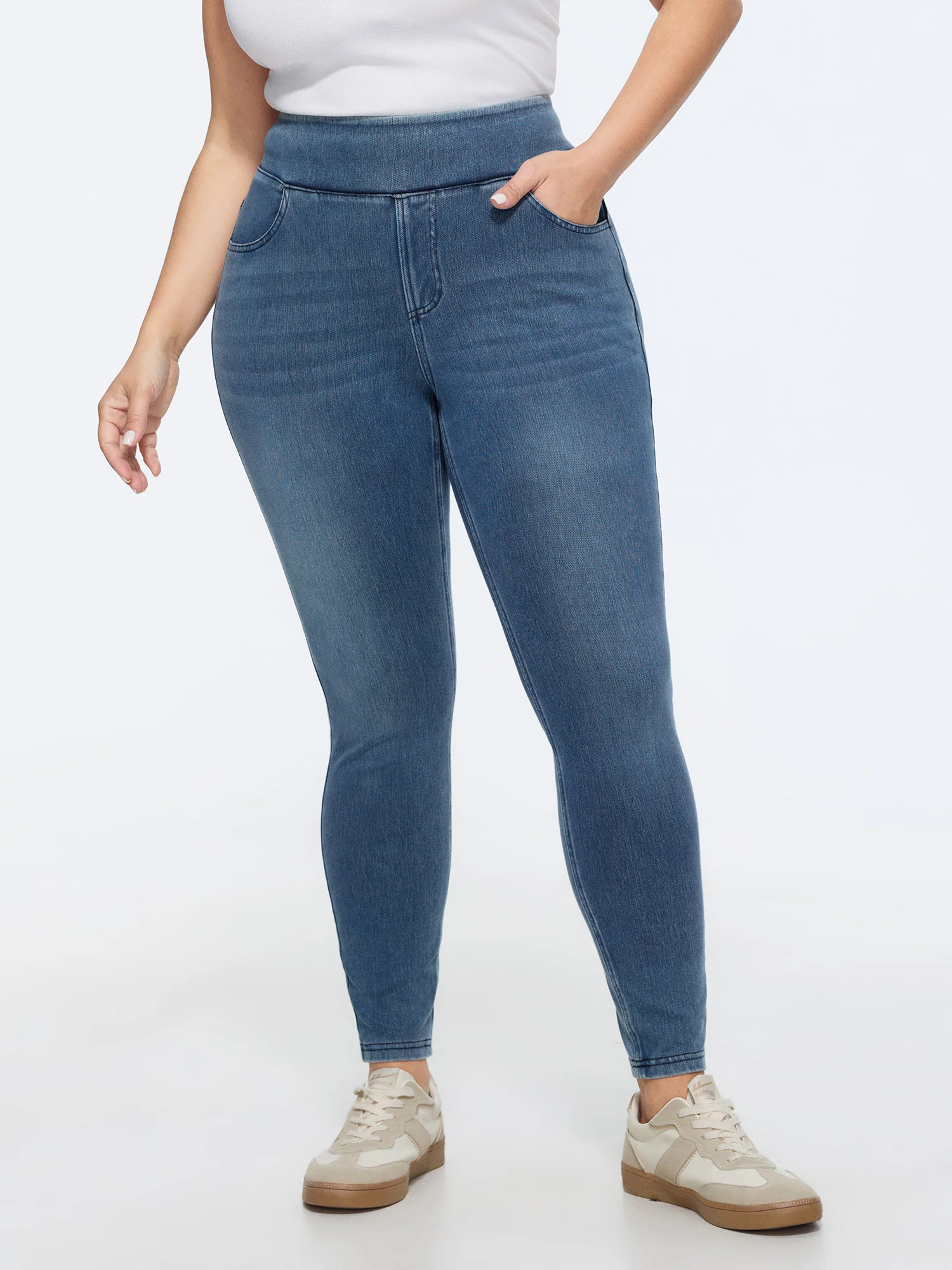 Stretchy Pull-On Skinny-Fit Jeans