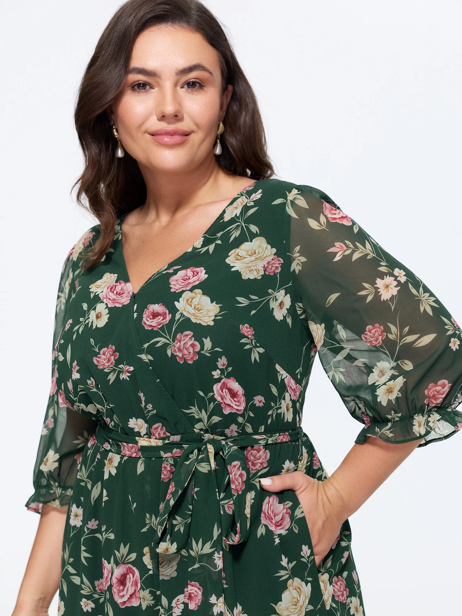 Floral Print Stretchy Waist Drawstring Jumpsuit