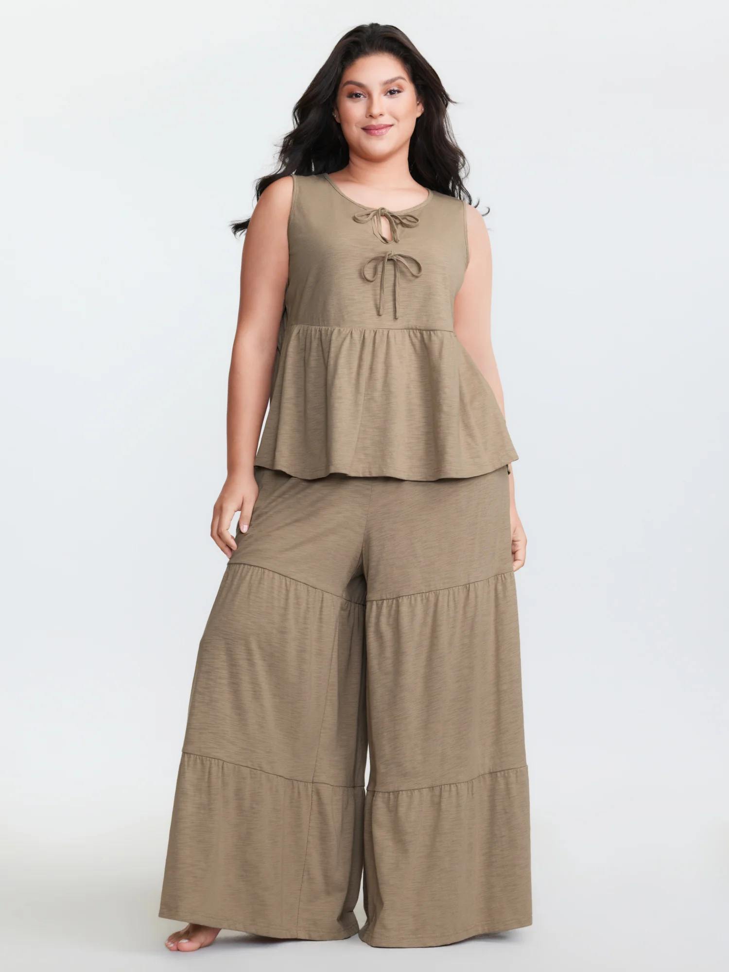 Supersoft Textured Front Tie Tiered Lounge Set