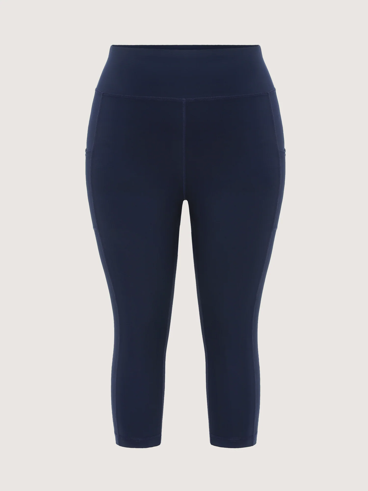 Stretchy Textured Pockets Cropped Leggings