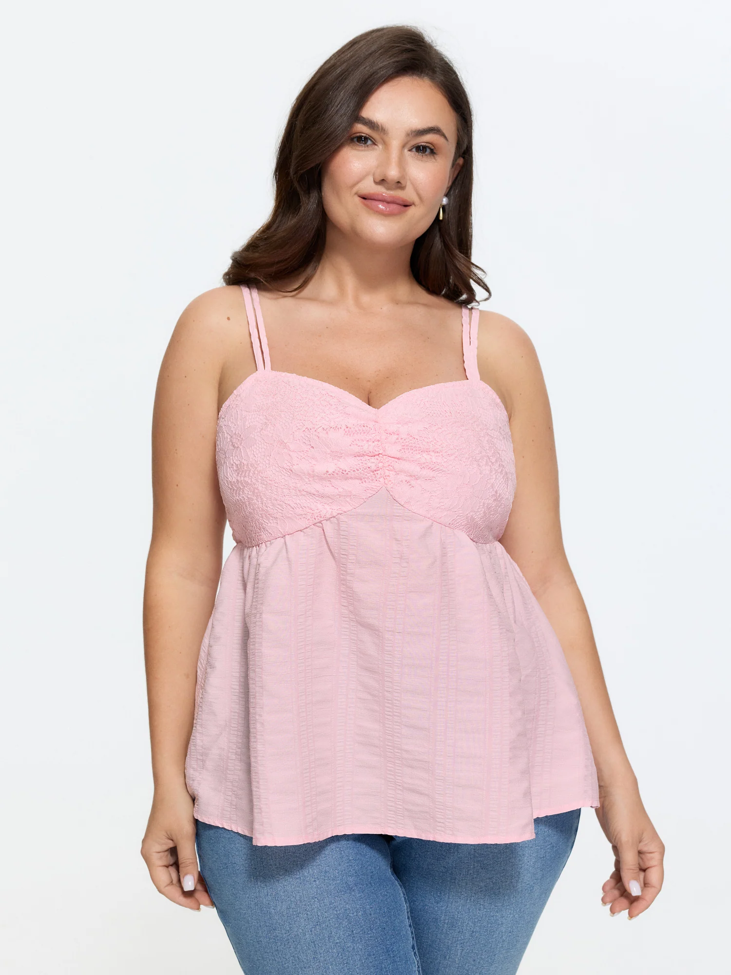 Textured Shirred Back Long Tank Top