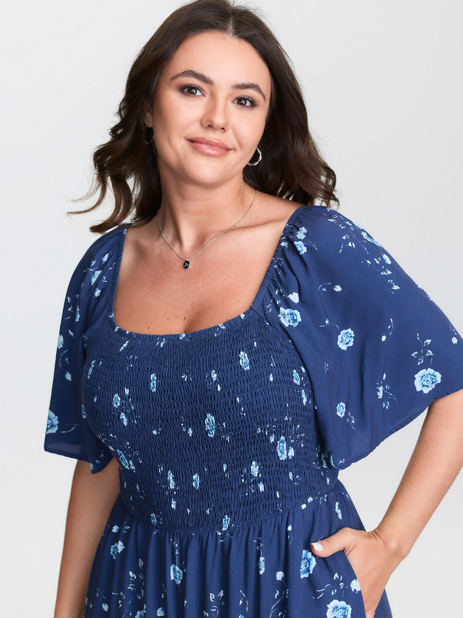 Breezy Floral Print Shirred Bodice Jumpsuit