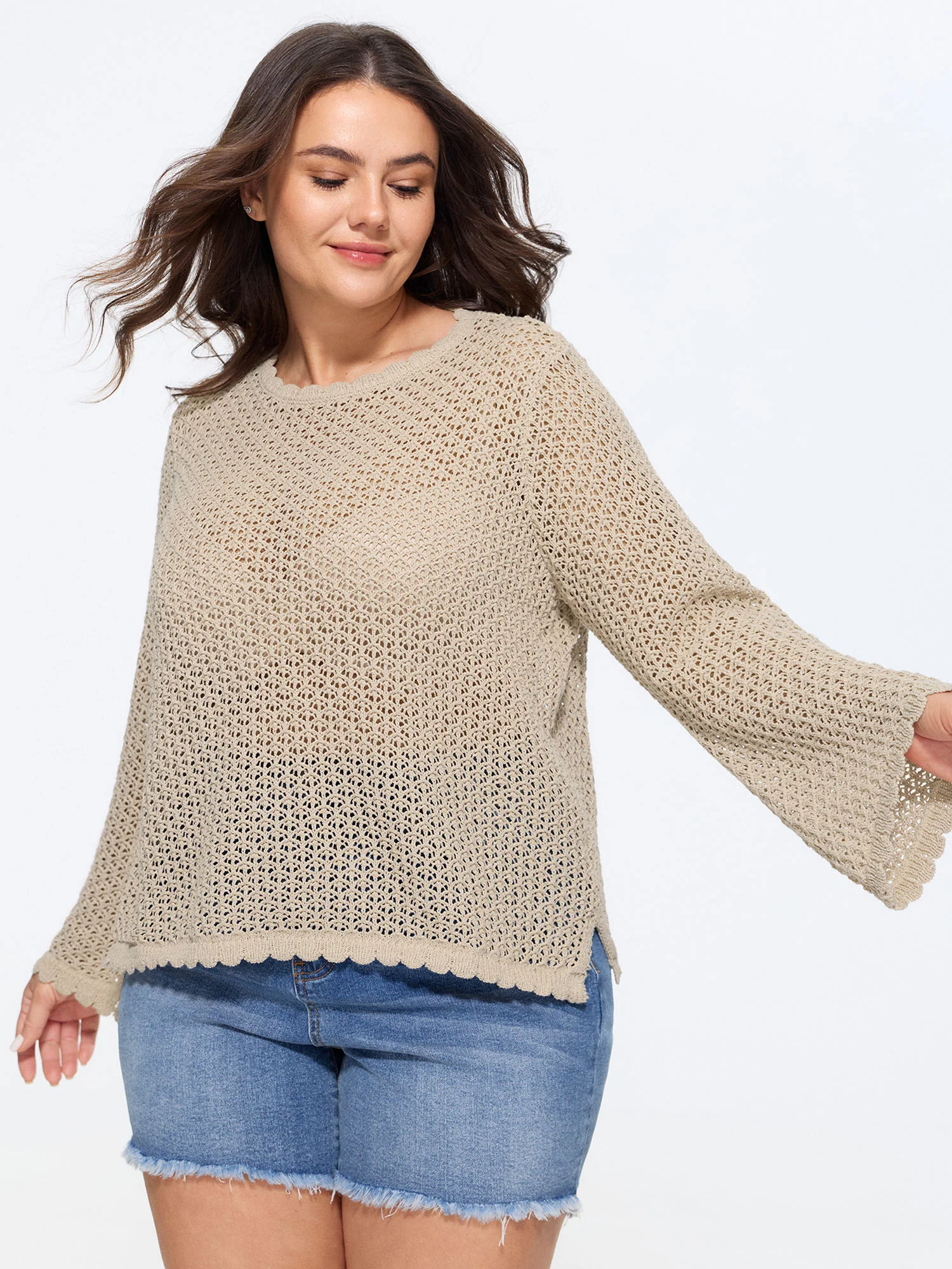 Sheer Hollow Out Back-Tie Cardigan