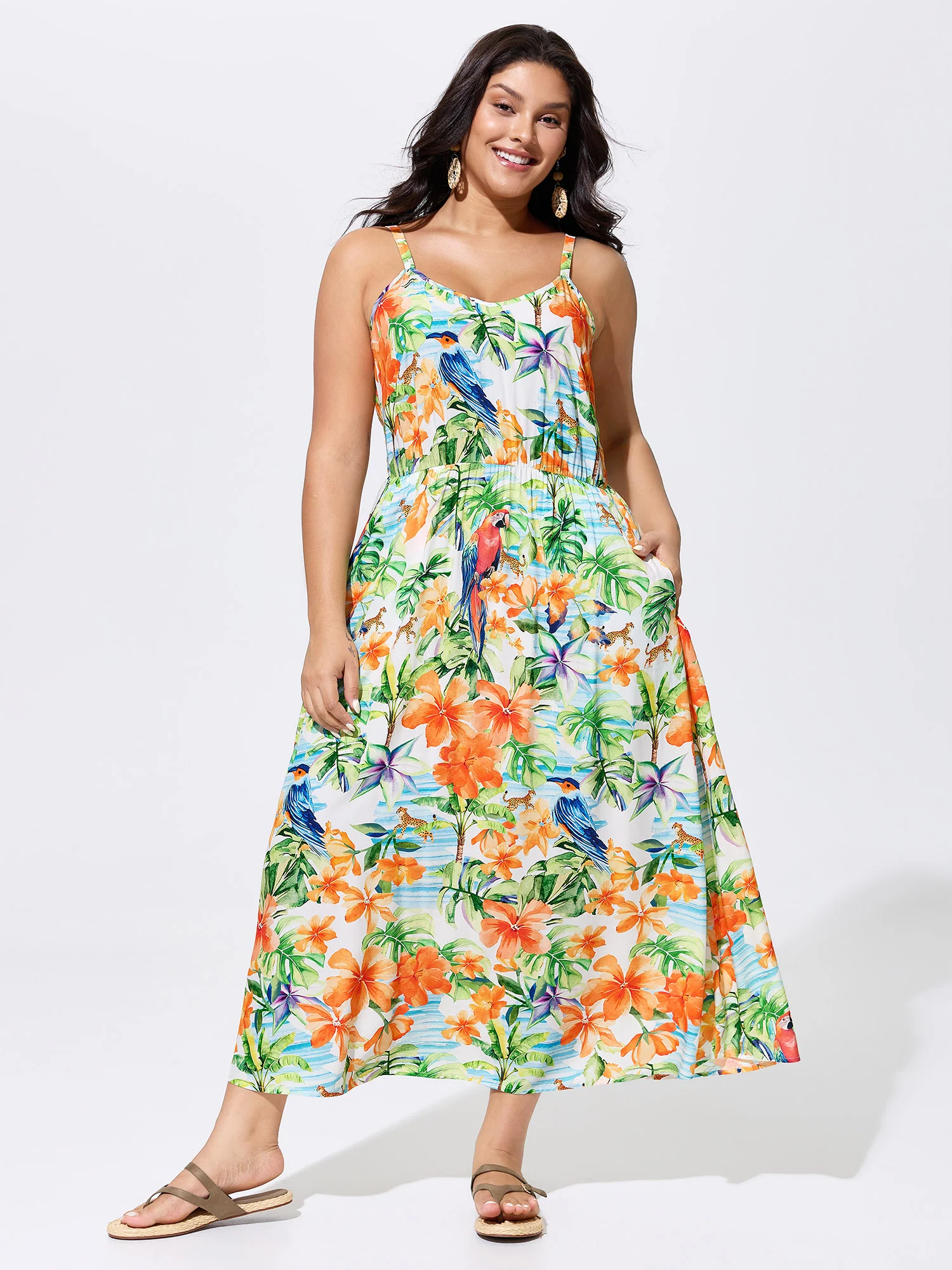 Floral Print Flowy Cami Maxi Dress
