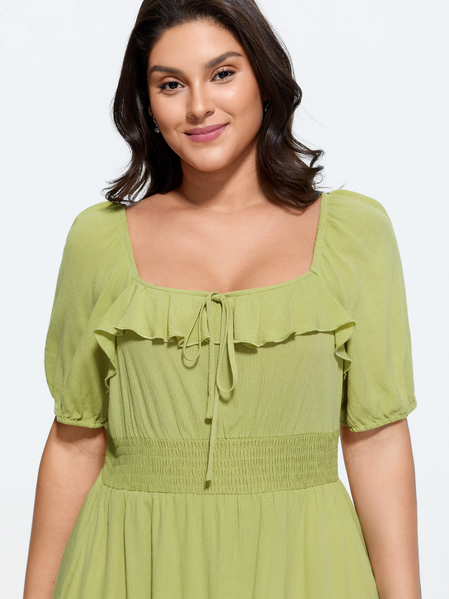 Supersoft Shirred Bodice Flowy Midi Dress
