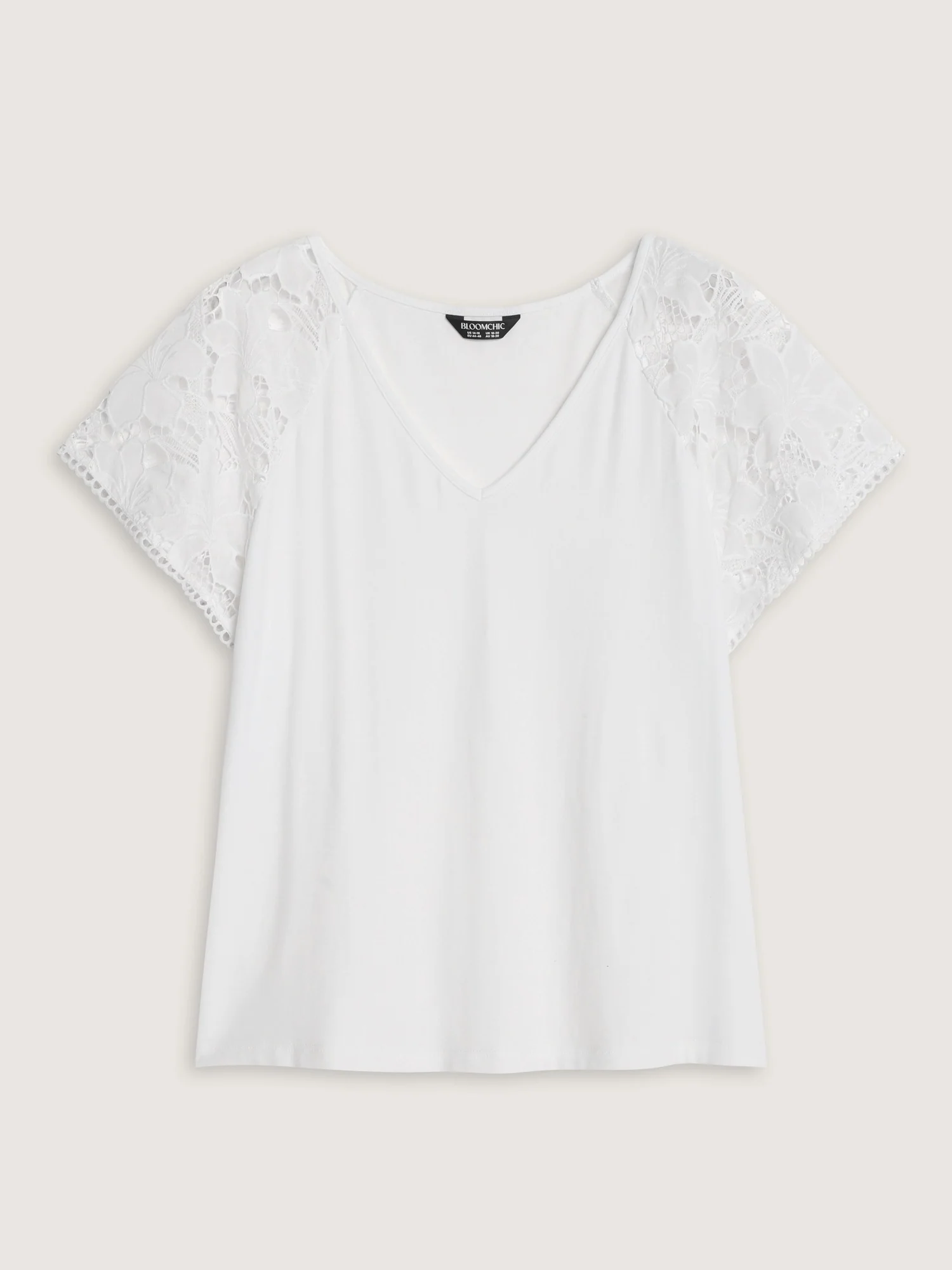 V-Neck Lace Sleeve T-Shirt