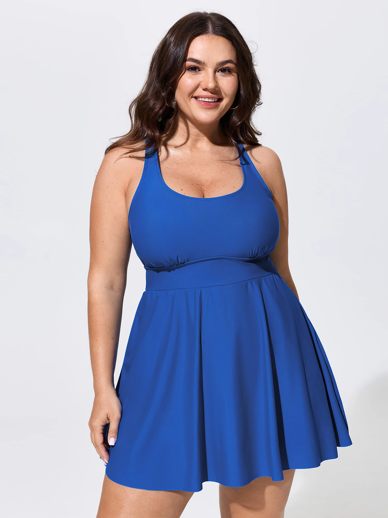 Cut-Out Back Pockets Flowy Swim Dress