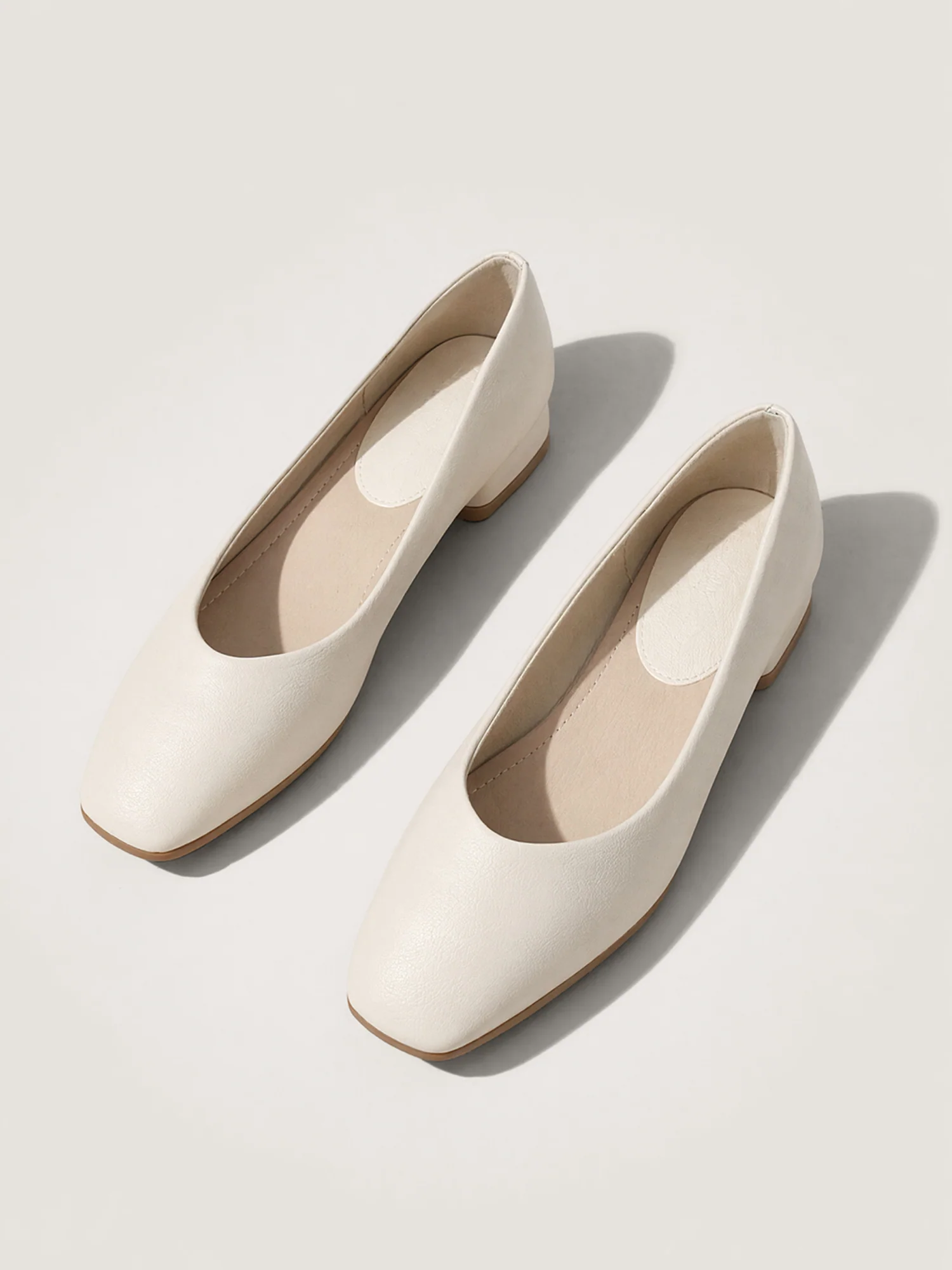 Minimalist Soft Square Toe Low Block Heel Flats
