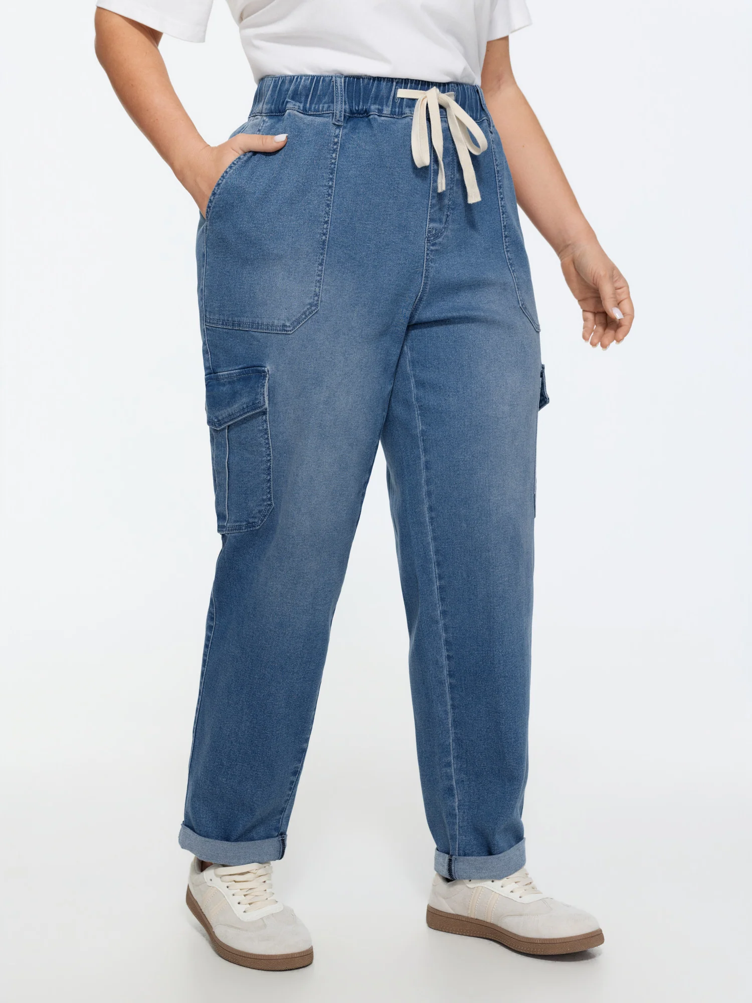 Stretchy Elastic Back Waist Jeans
