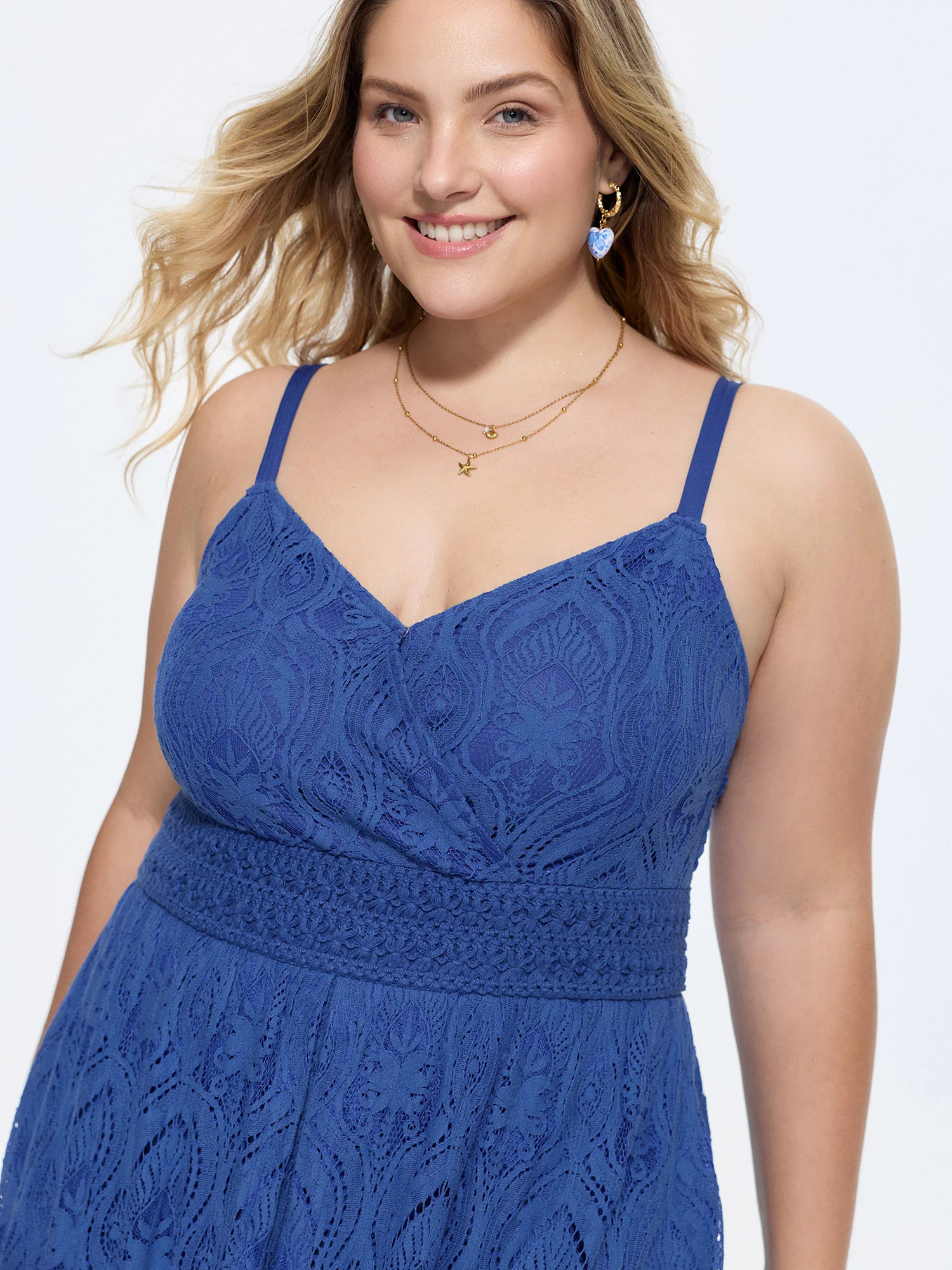 Lace Textured Shirred Flowy Romper