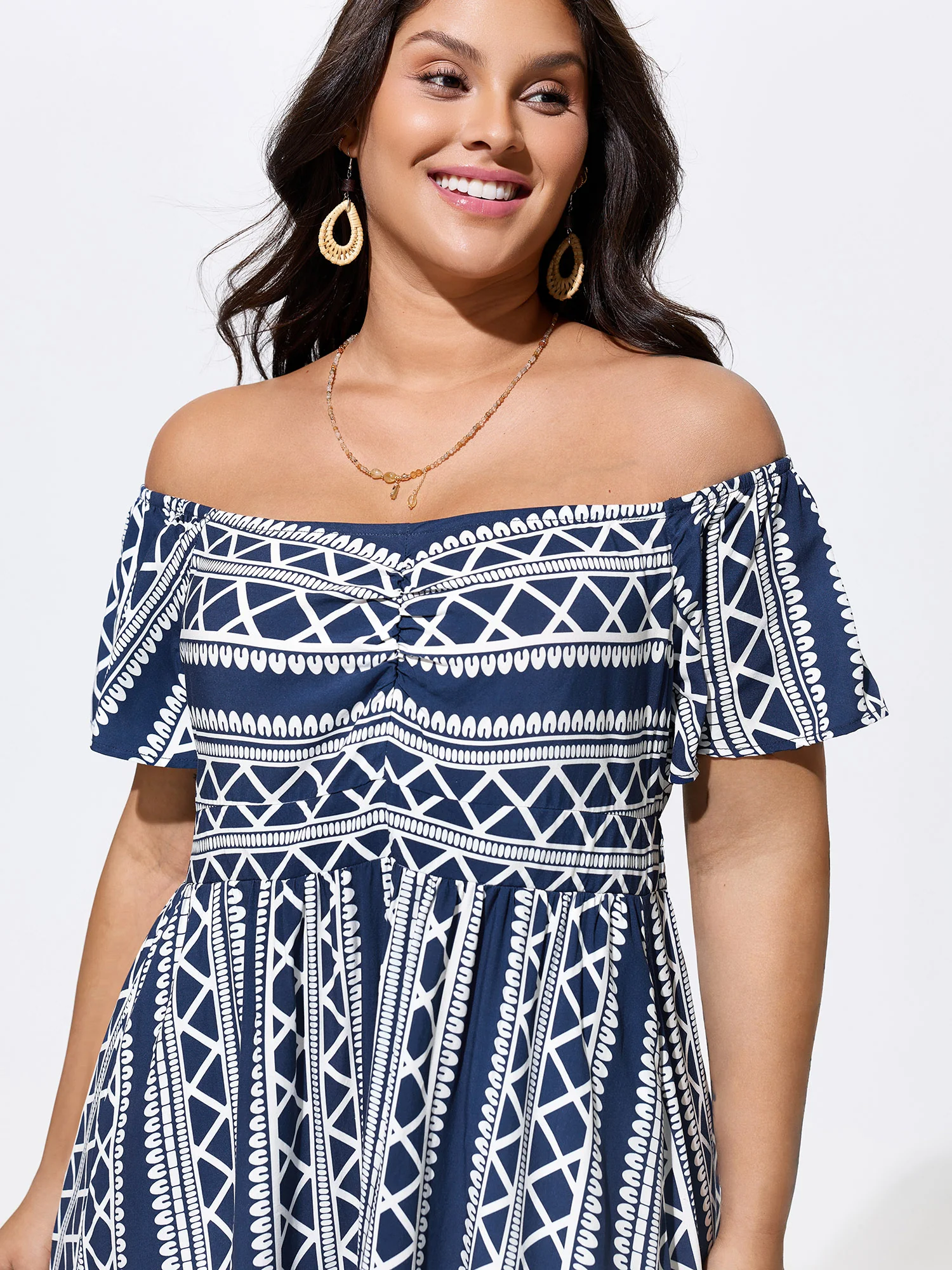 Boho Floral Print Cold-Shoulder Maxi Dress